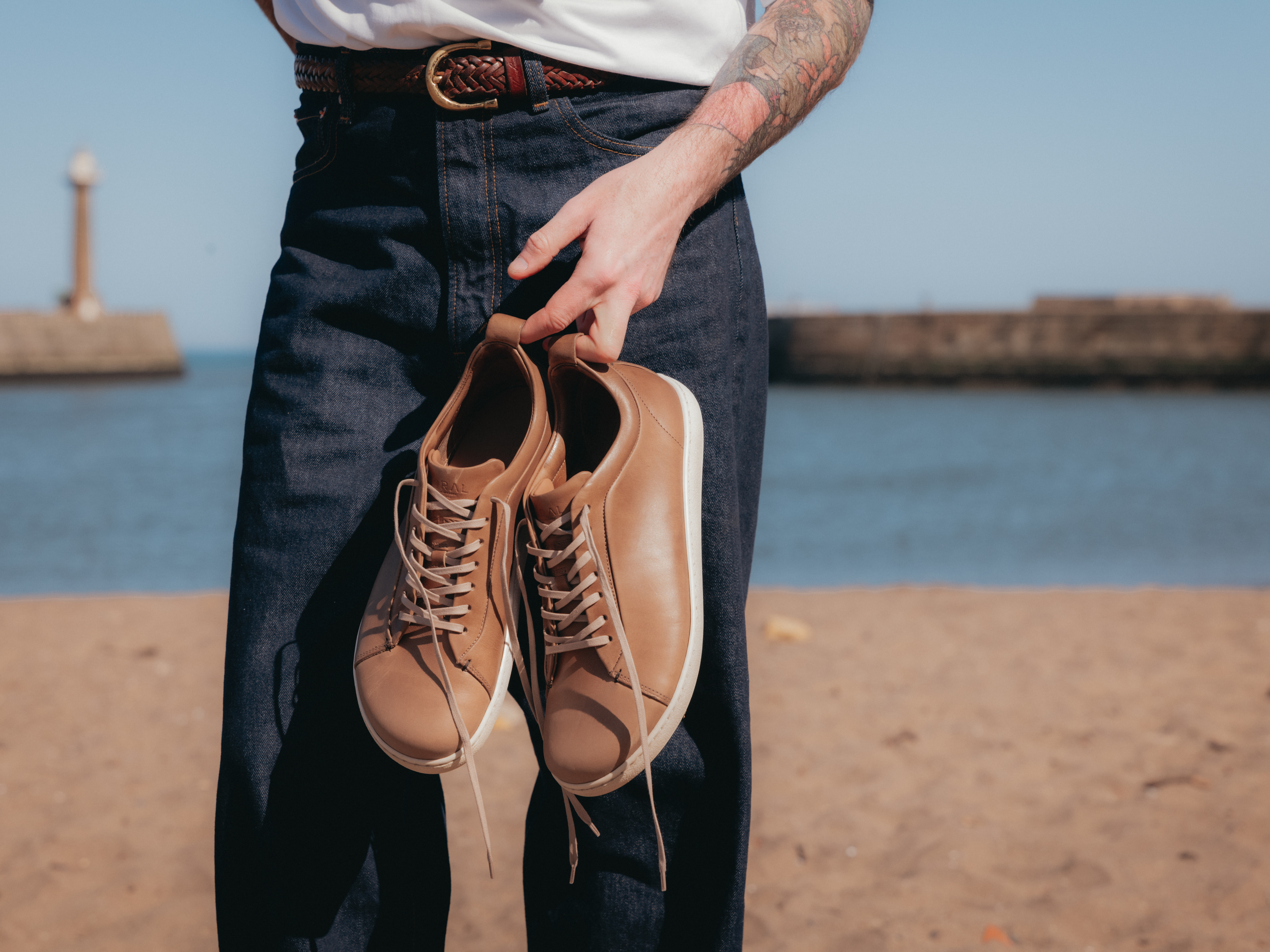 WALKLEY Barefoot Low Top Horween Natural Leather Sneaker - Ready To Ship - GORAL
