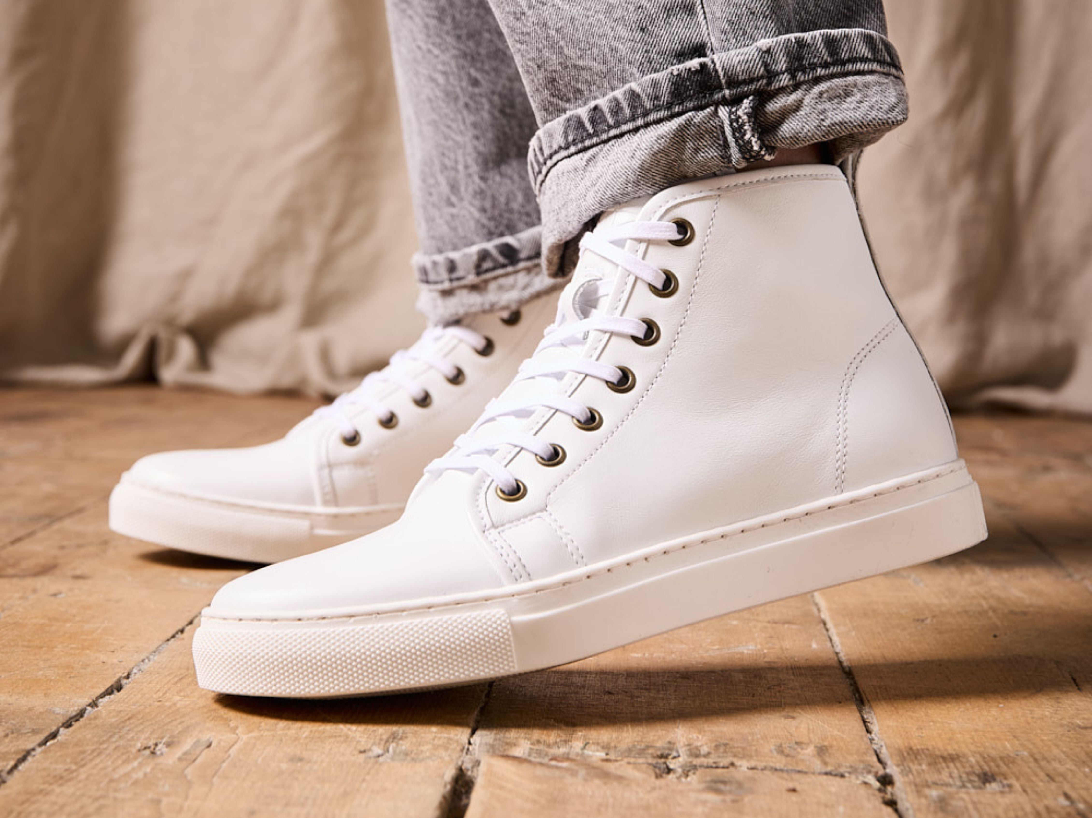 EYAM High Top Sneaker - Calfskin Nappa White (Womens) - GORAL