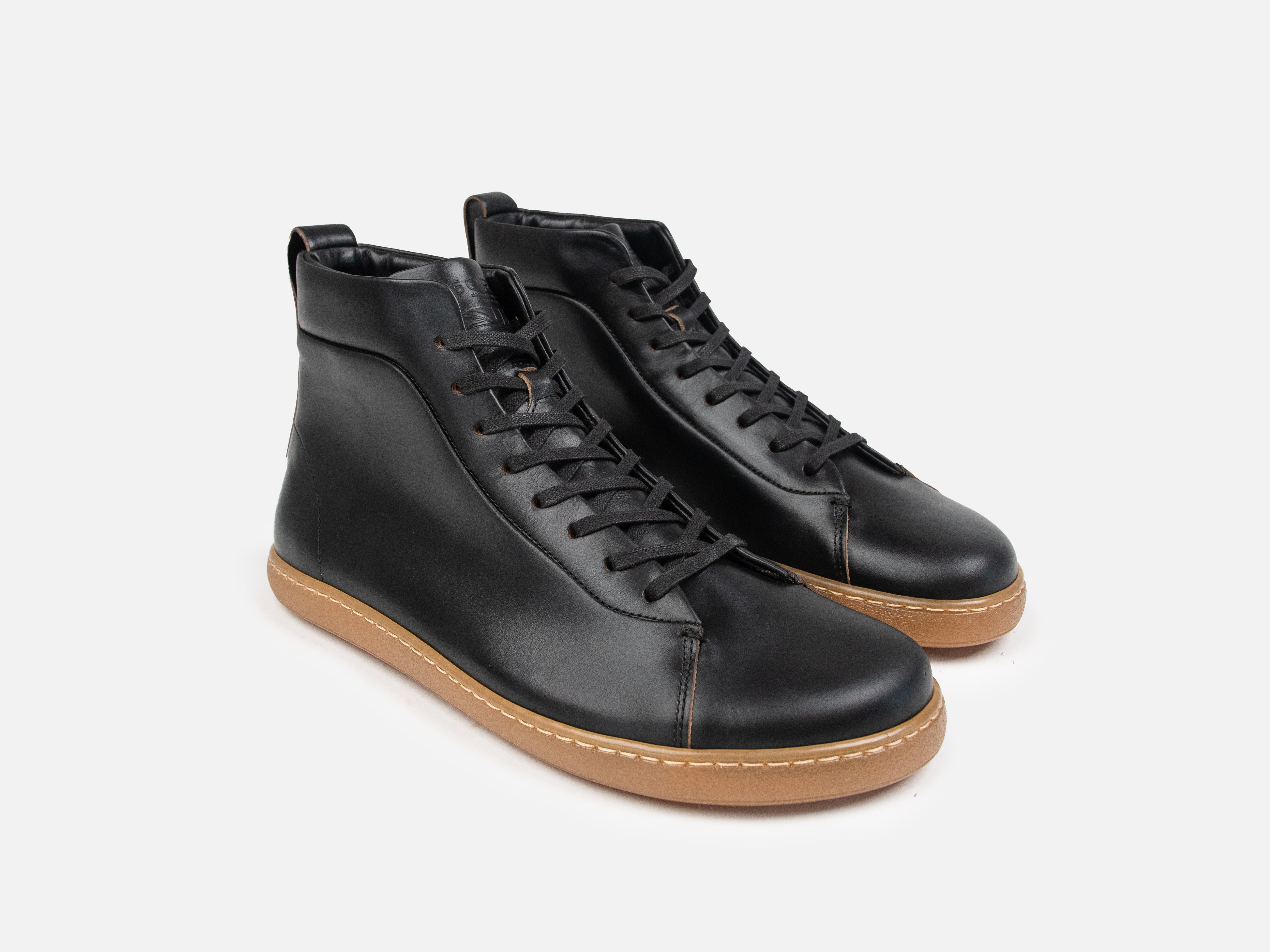 WALKLEY Barefoot High Top Horween Black Leather Sneaker - GORAL