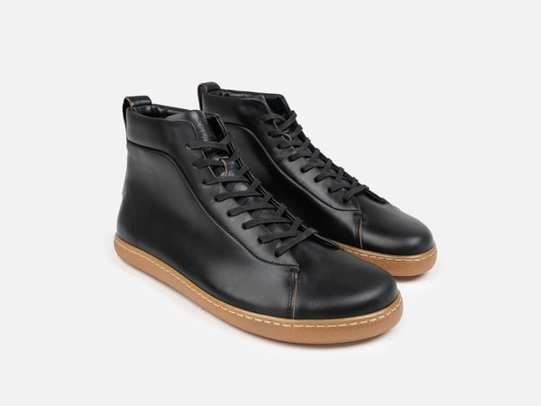 WALKLEY Barefoot High Top Horween Black Leather Sneaker - GORAL