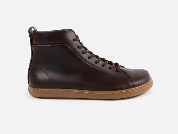 WALKLEY Barefoot High Top Horween Dark Brown Leather Sneaker - GORAL