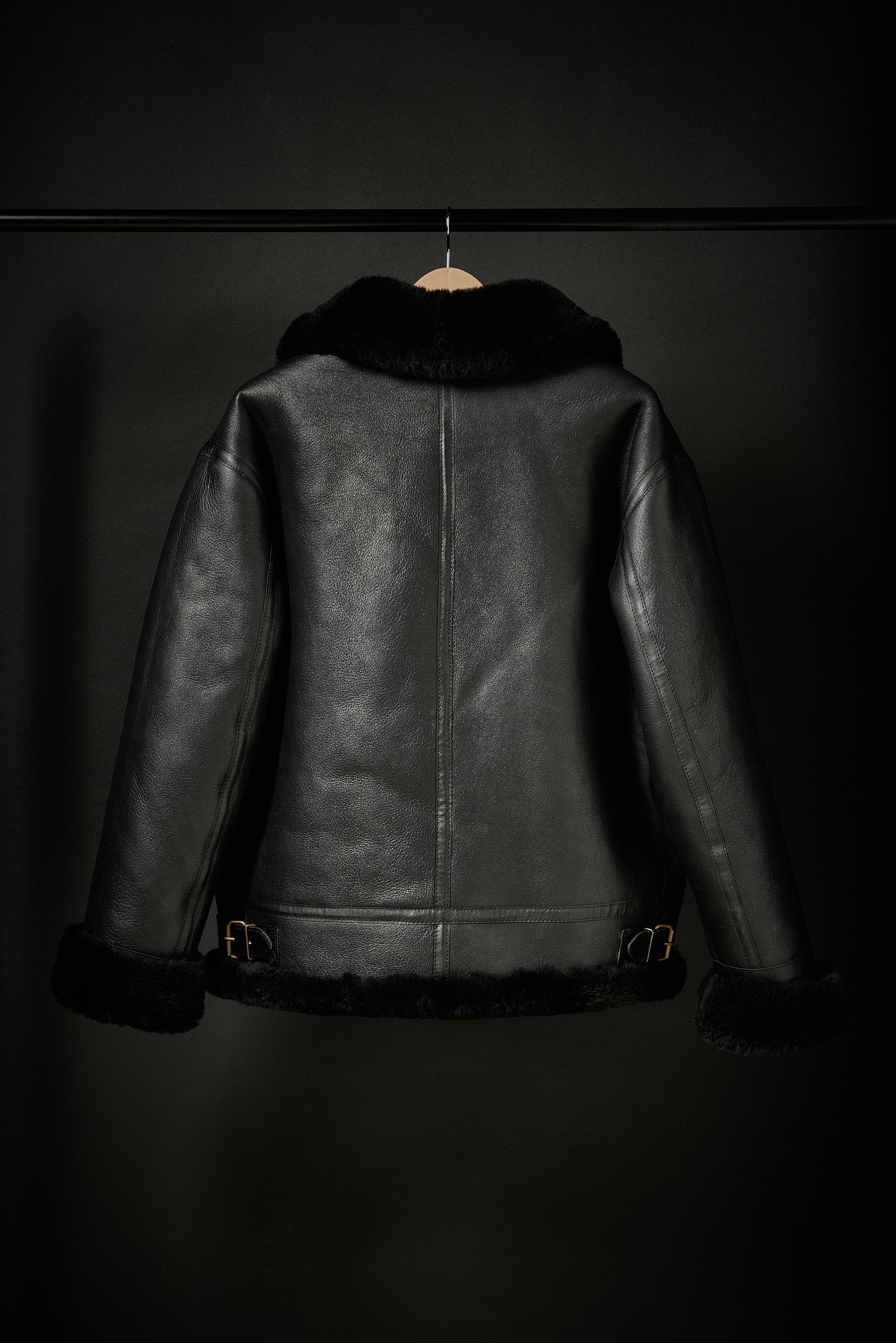 Rose Anvil X GORAL Shearling Aviator Jacket Horween Chromexcel Leather Black PRE ORDER - GORAL