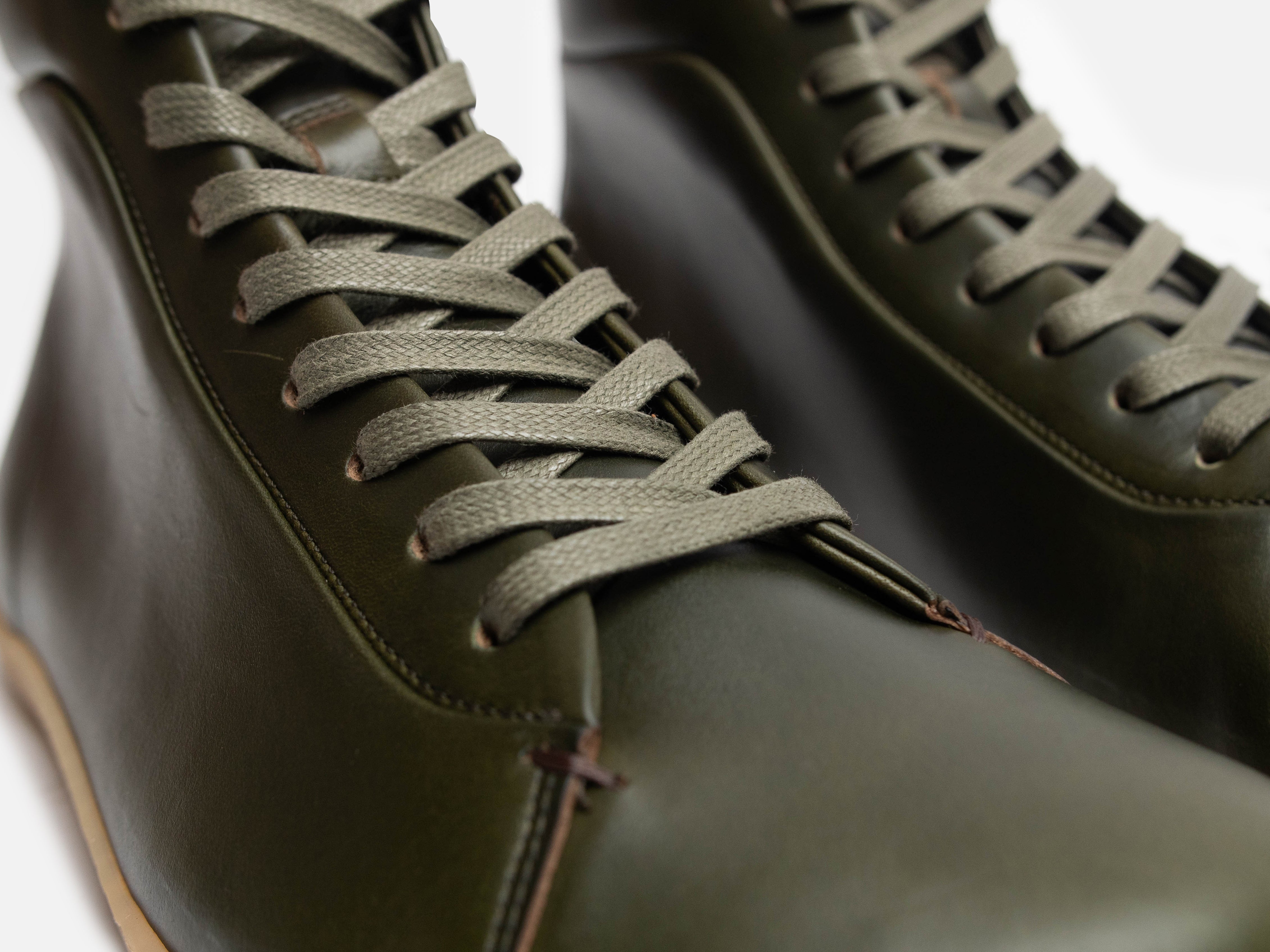 Rose Anvil X GORAL SMUGS Barefoot High Top Horween Forest Green Leather Sneaker PRE-ORDER - GORAL