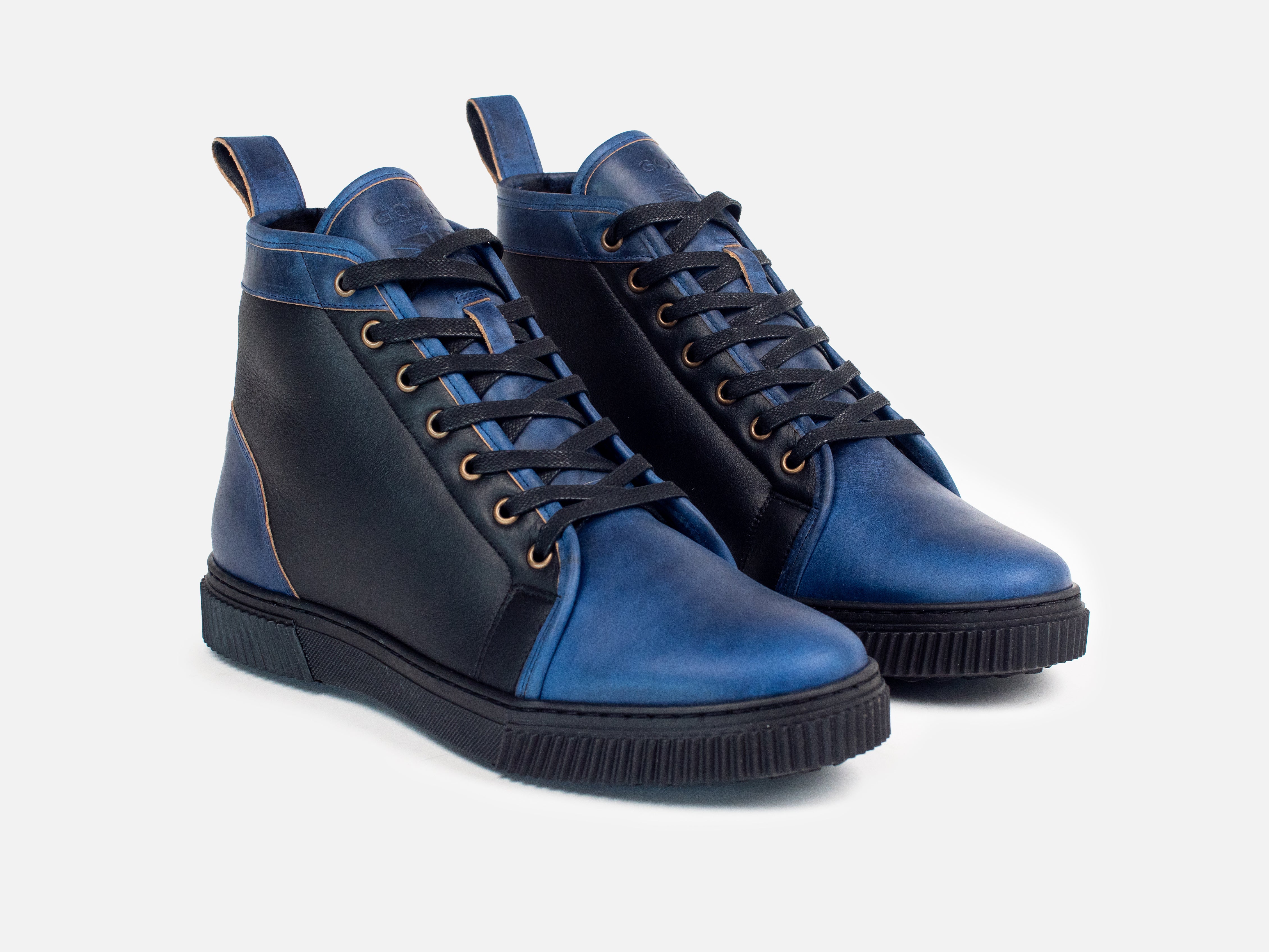 MUGGS 2.0 Rose Anvil x GORAL High Top Shearling Sneakers - Horween Ink & Black Leather PRE-ORDER