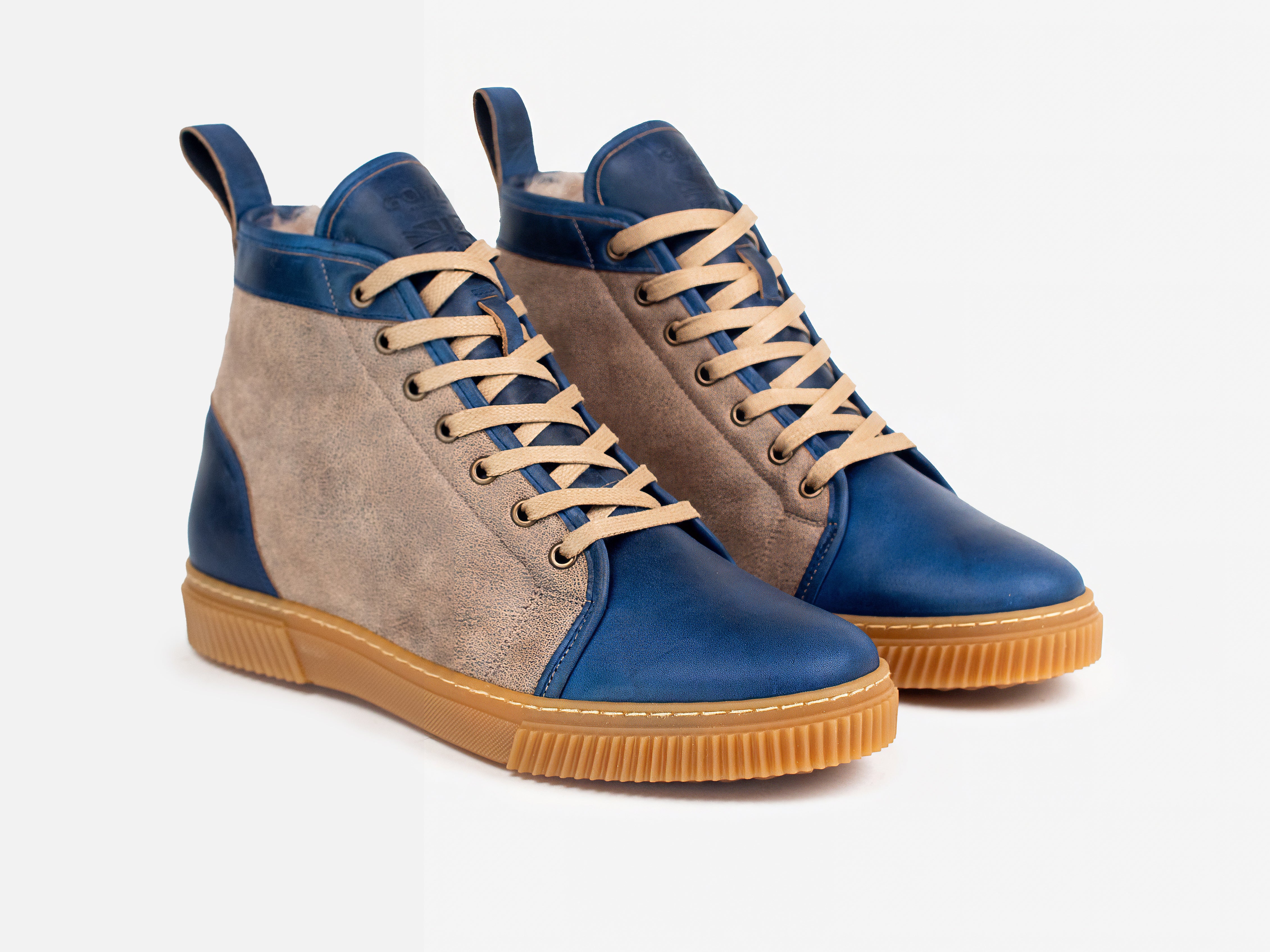 MUGGS 2.0 Rose Anvil x GORAL High Top Shearling Sneakers - Horween Ink & Natural Leather PRE-ORDER
