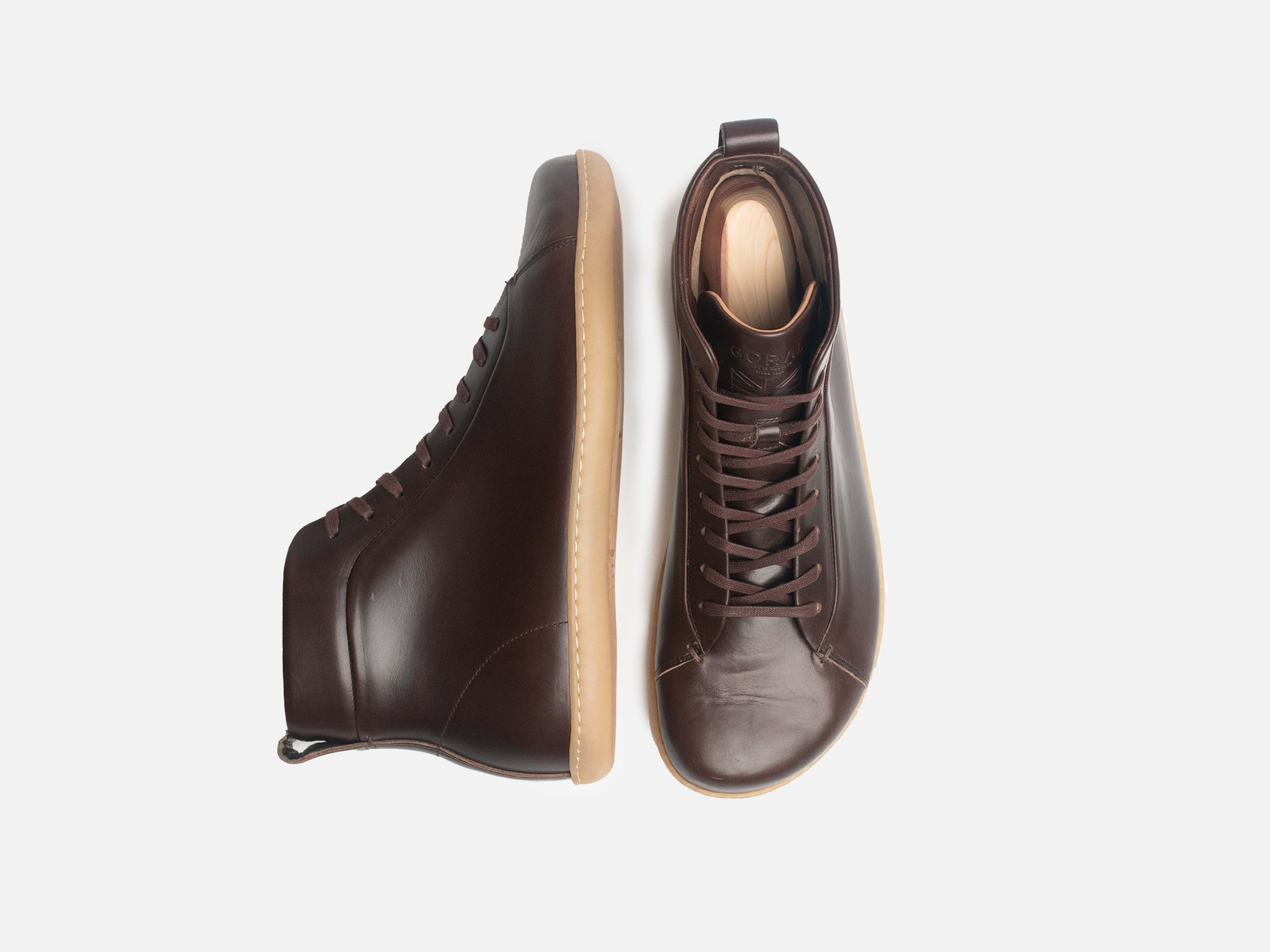 Rose Anvil X GORAL SMUGS Barefoot High Top Horween Dark Brown Leather Sneaker PRE-ORDER - GORAL