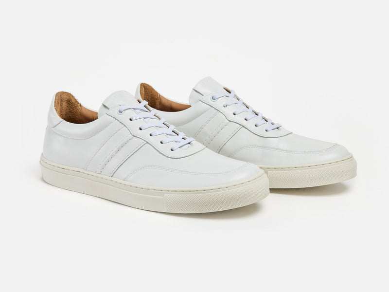 The Boulsover Low Top Sneakers - White Calfskin Nappa Leather