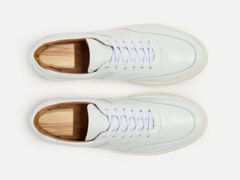 The Boulsover Low Top Sneakers - White Calfskin Nappa Leather