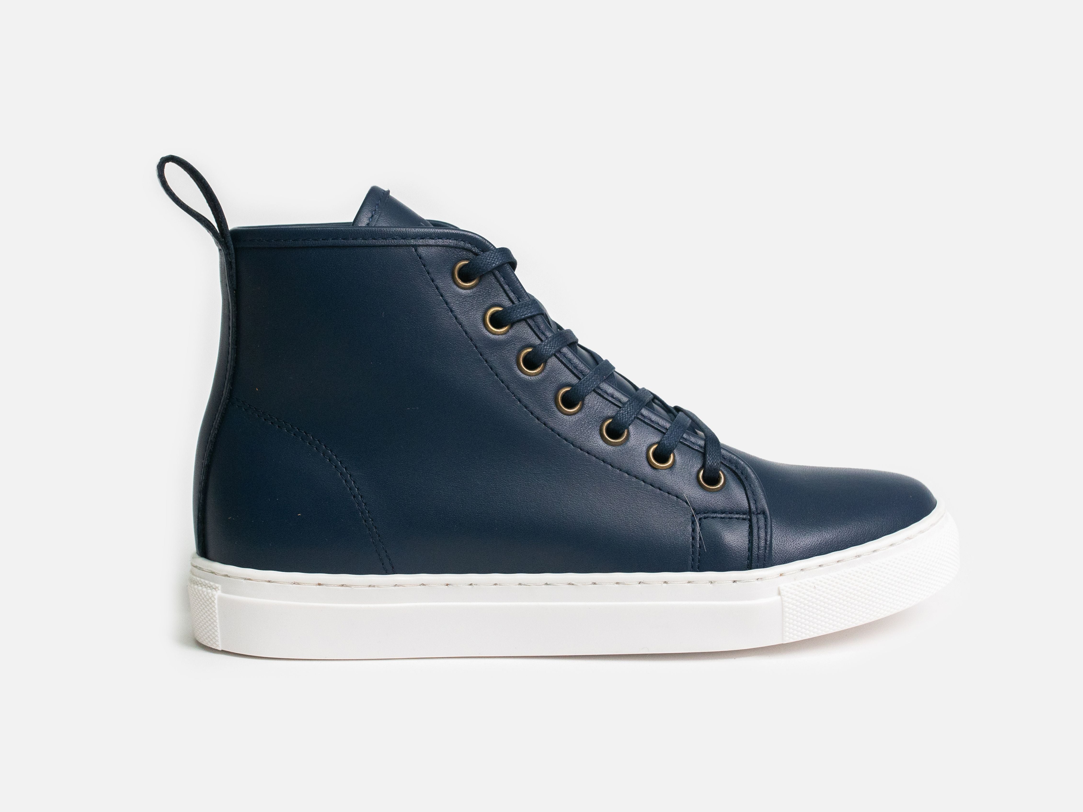 EYAM High Top Sneaker - Calfskin Nappa Navy (Womens) - GORAL 