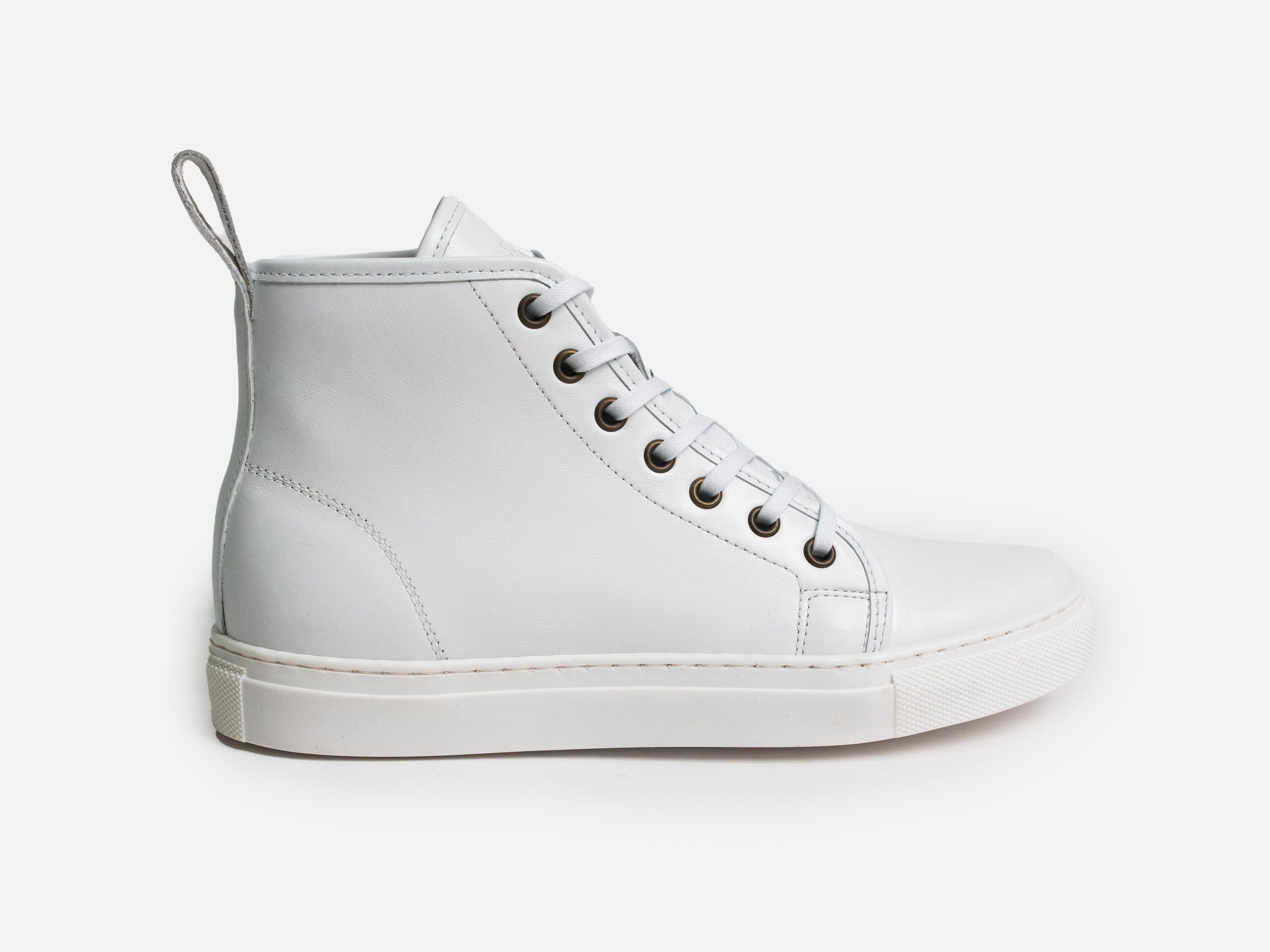 EYAM High Top Sneaker - Calfskin Nappa White (Womens) - GORAL 