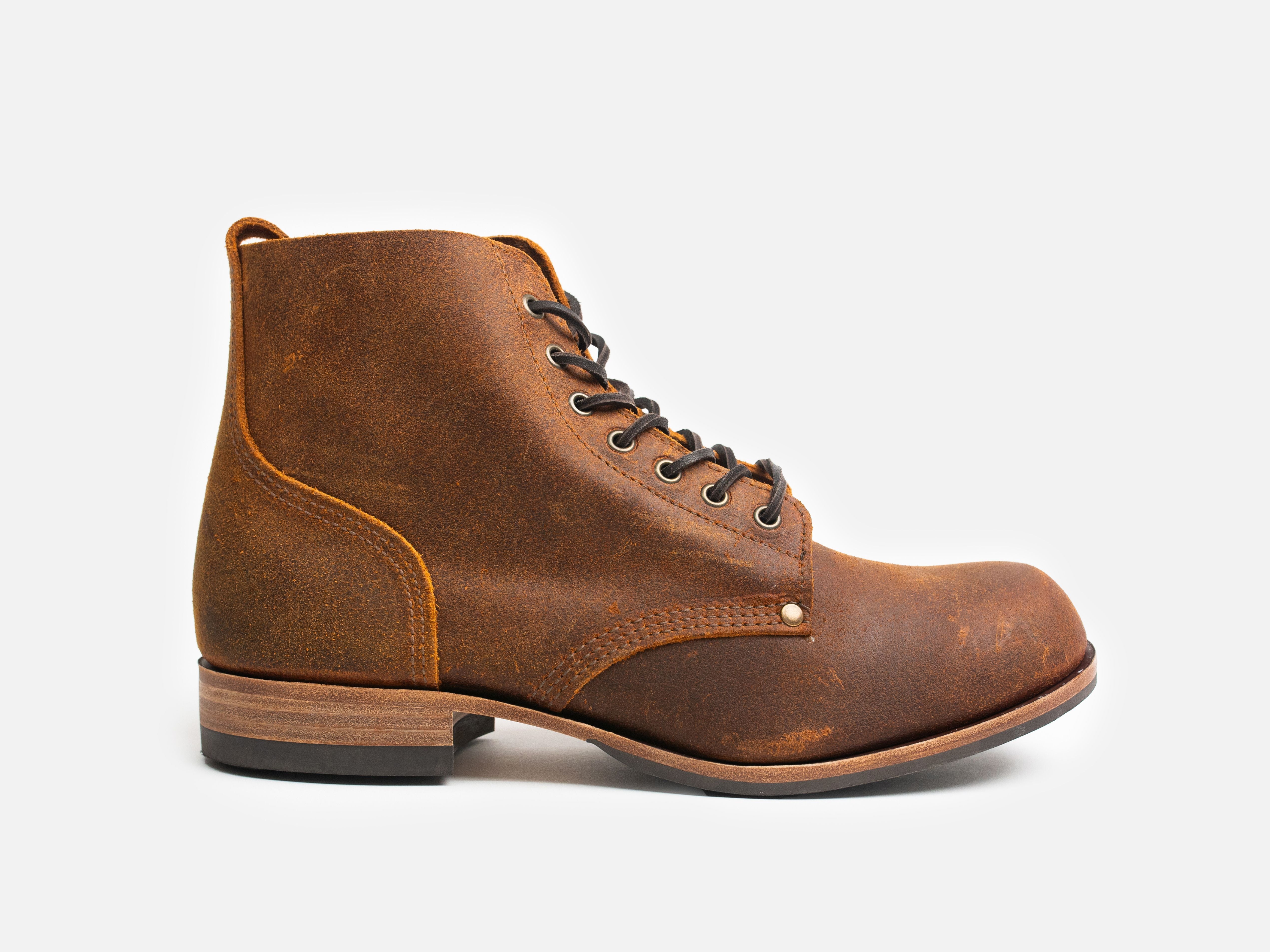 Bradwell WW1 Replica Brass Wire Construction Boot Waxy Commander Brown Wheatbuck PRE-ORDER - GORAL 