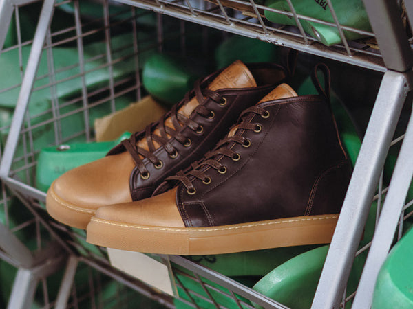 Rose Anvil X GORAL SMUGS High Top Sneaker 2.0 - Horween Chromexcel Two Tone Dark Brown & Natural Leather - GORAL 