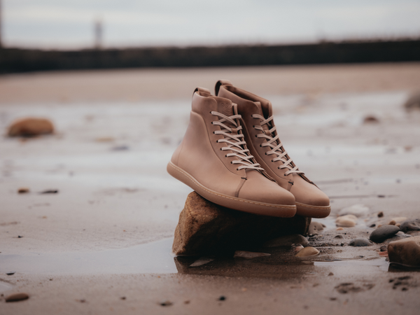 WALKLEY Barefoot High Top Horween Natural Leather Sneaker - GORAL 