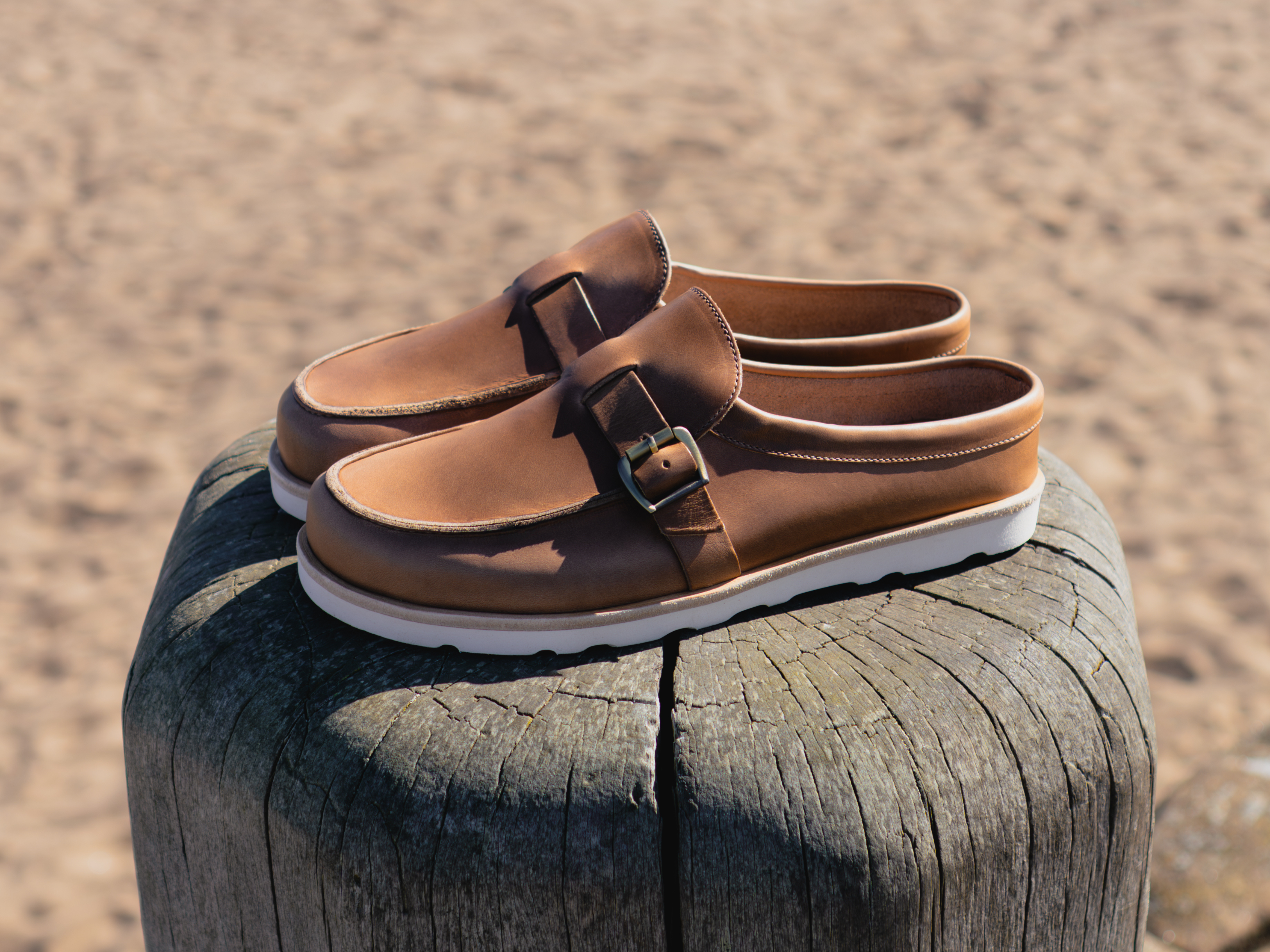 MEERS Barefoot Mules - Natural Horween Chromexcel Leather