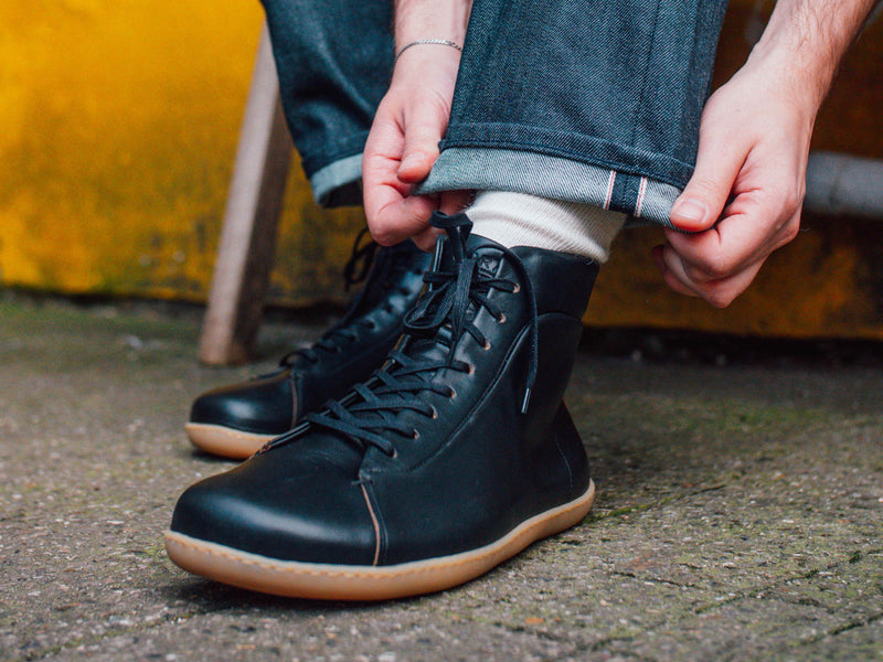Rose Anvil X GORAL SMUGS Barefoot High Top Horween Black Leather Sneaker PRE-ORDER