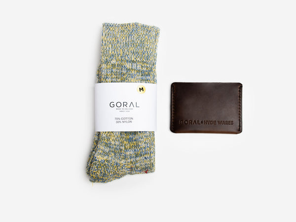 Essentials Gift Set - Horween Chromexcel Card Holder & Socks - GORAL 