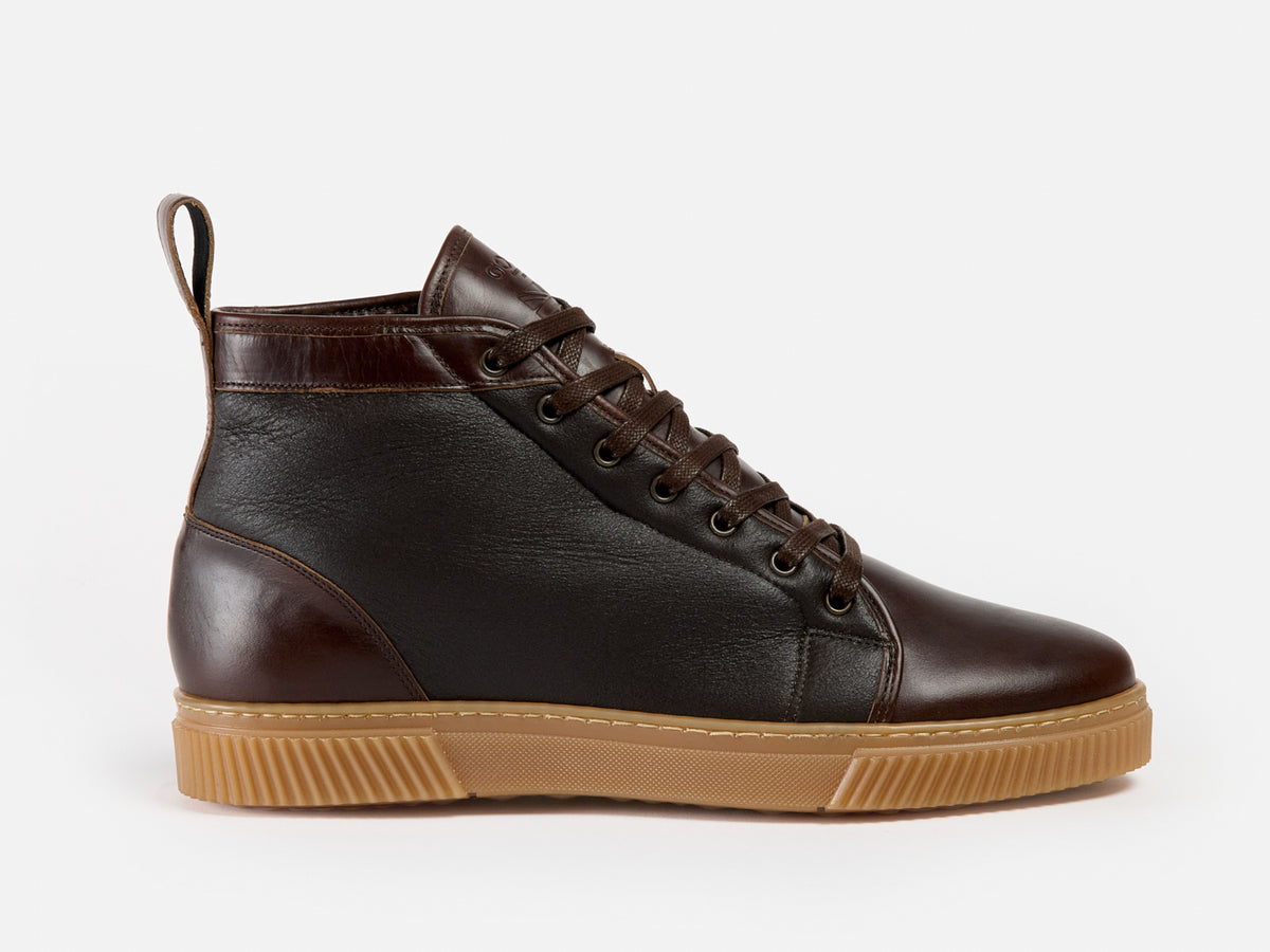 Rose Anvil x GORAL MUGGS 2.0 High Top Shearling Sneakers - Horween Dark Brown Leather PRE-ORDER