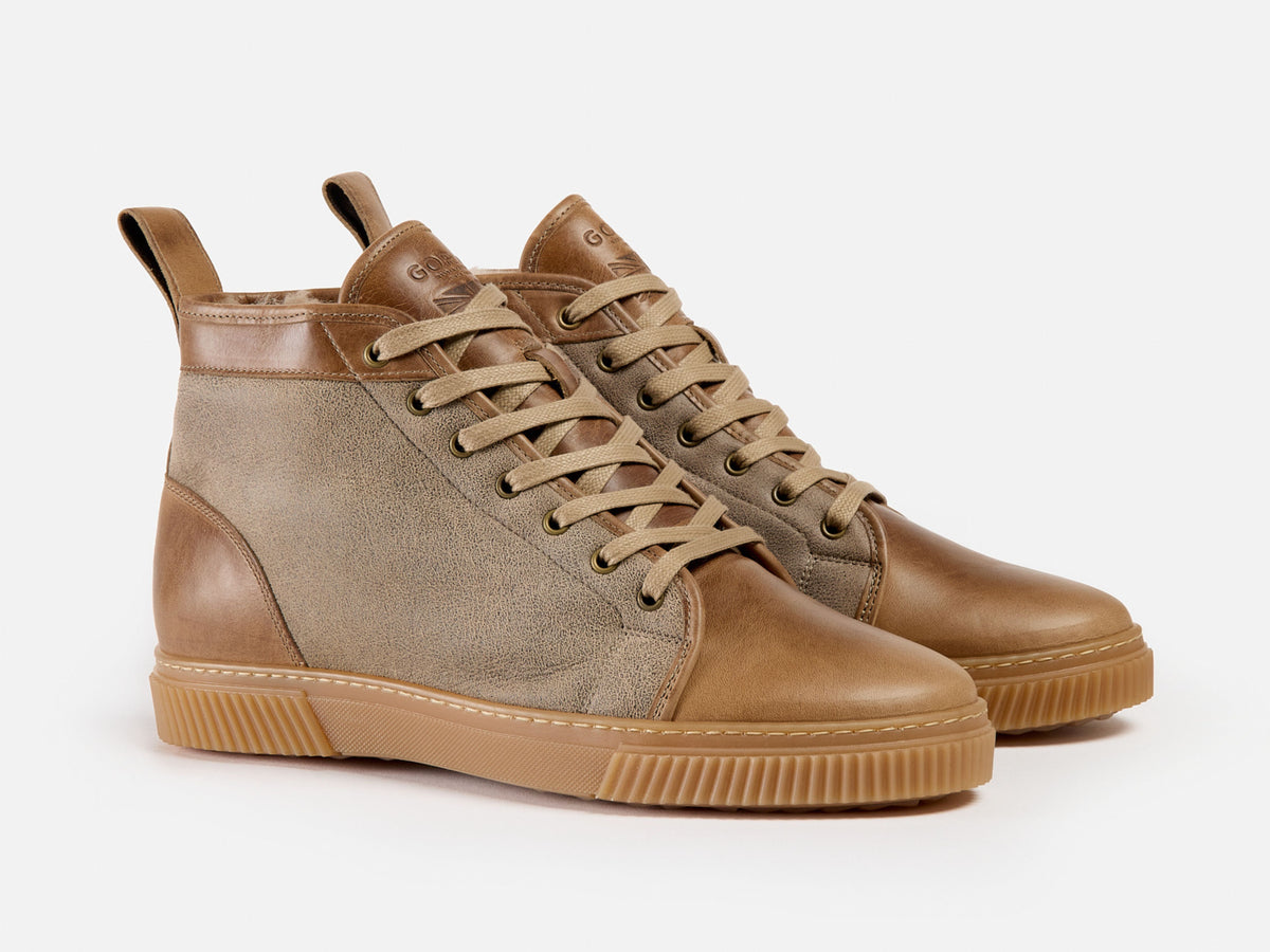 Rose Anvil x GORAL MUGGS 2.0 High Top Shearling Sneakers - Horween Natural Leather PRE-ORDER - GORAL 