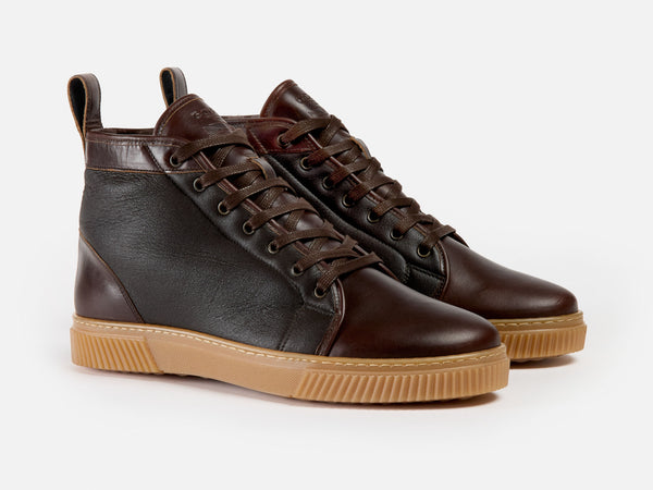 Rose Anvil x GORAL MUGGS 2.0 High Top Shearling Sneakers - Horween Dark Brown Leather PRE-ORDER - GORAL 