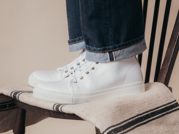 Rose Anvil X GORAL SMUGS High Top Sneaker 2.0 - Calfskin Nappa White Leather PRE-ORDER - GORAL 