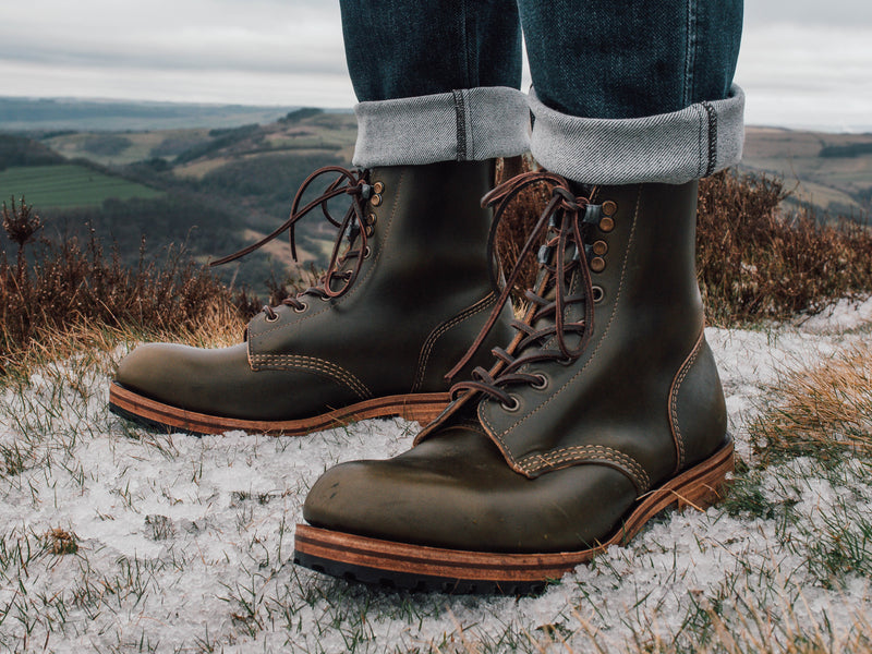 Buxton Brass Wire Construction Boot Horween Chromexcel Forest Green