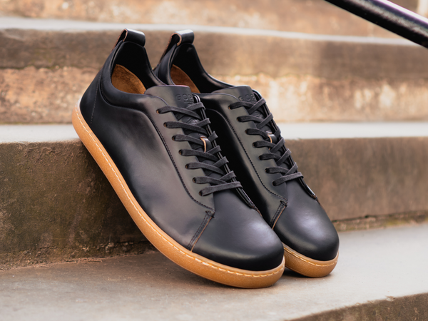 WALKLEY Barefoot Low Top Horween Black Leather Sneaker - Ready To Ship