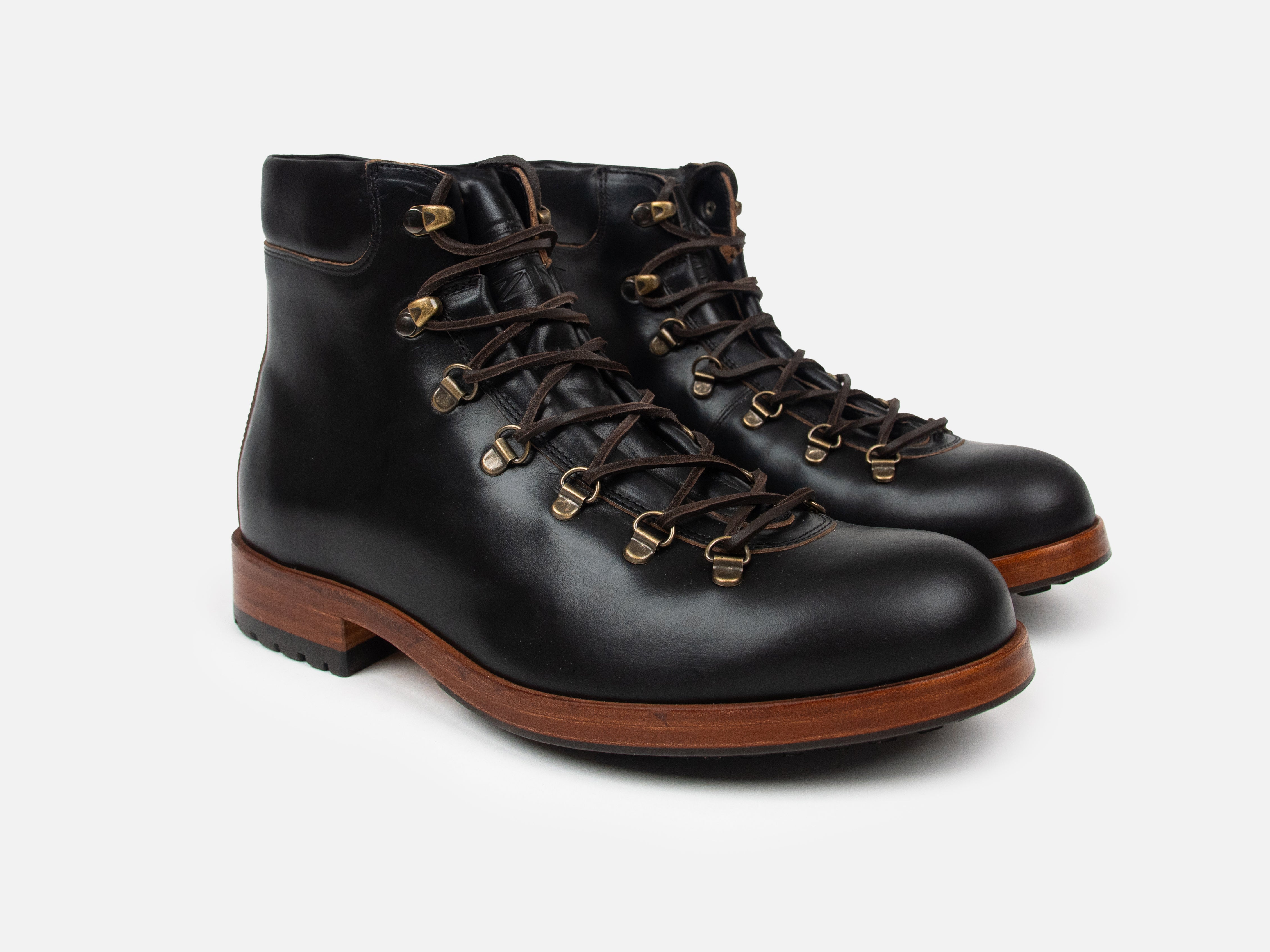 The HAROLD Hiking Boot - Horween Black Leather - GORAL 