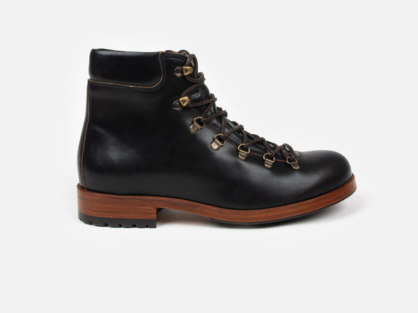 The HAROLD Hiking Boot - Horween Black Leather - GORAL 
