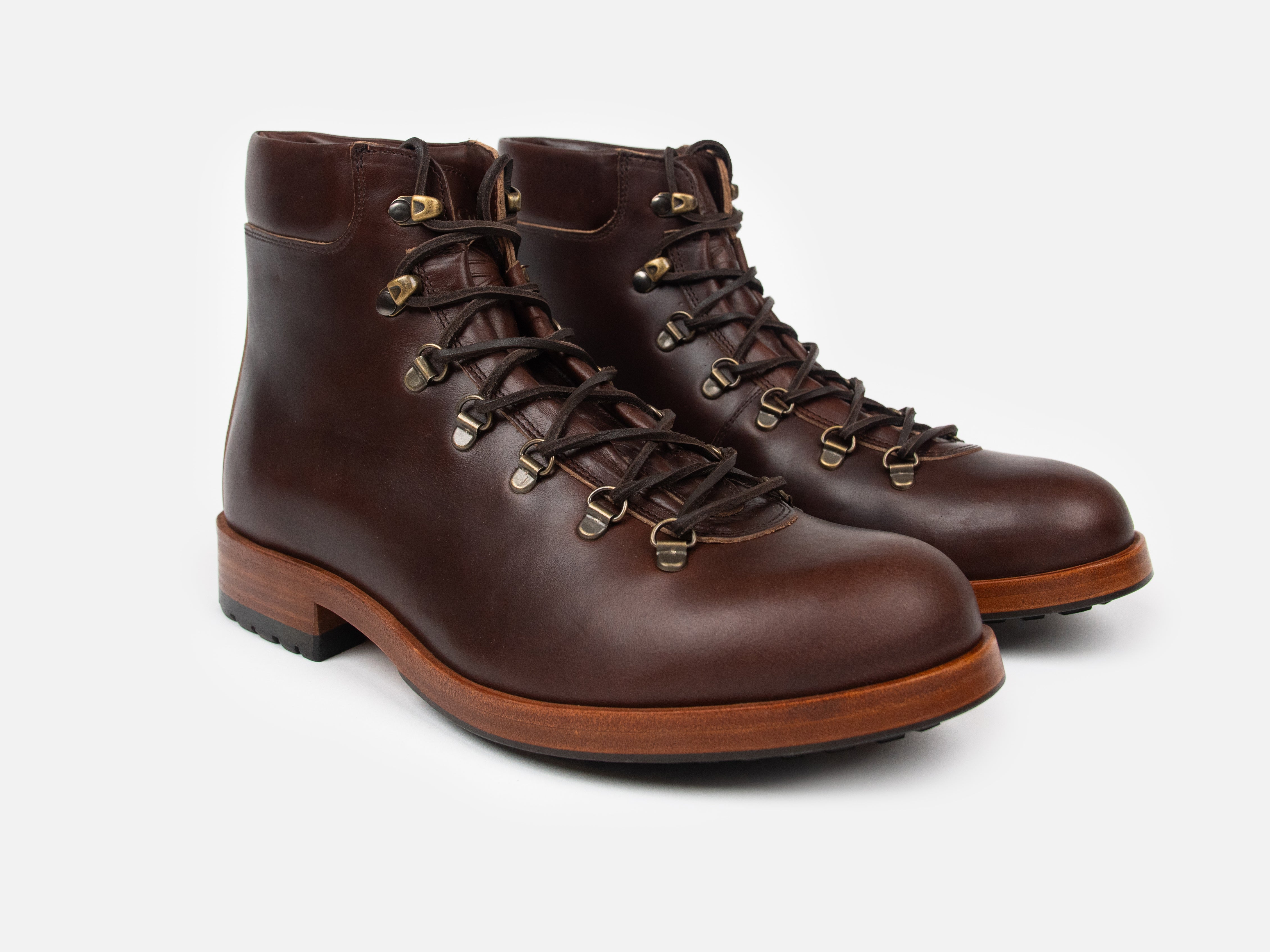 The HAROLD Hiking Boot - Horween Dark Brown Leather - GORAL 