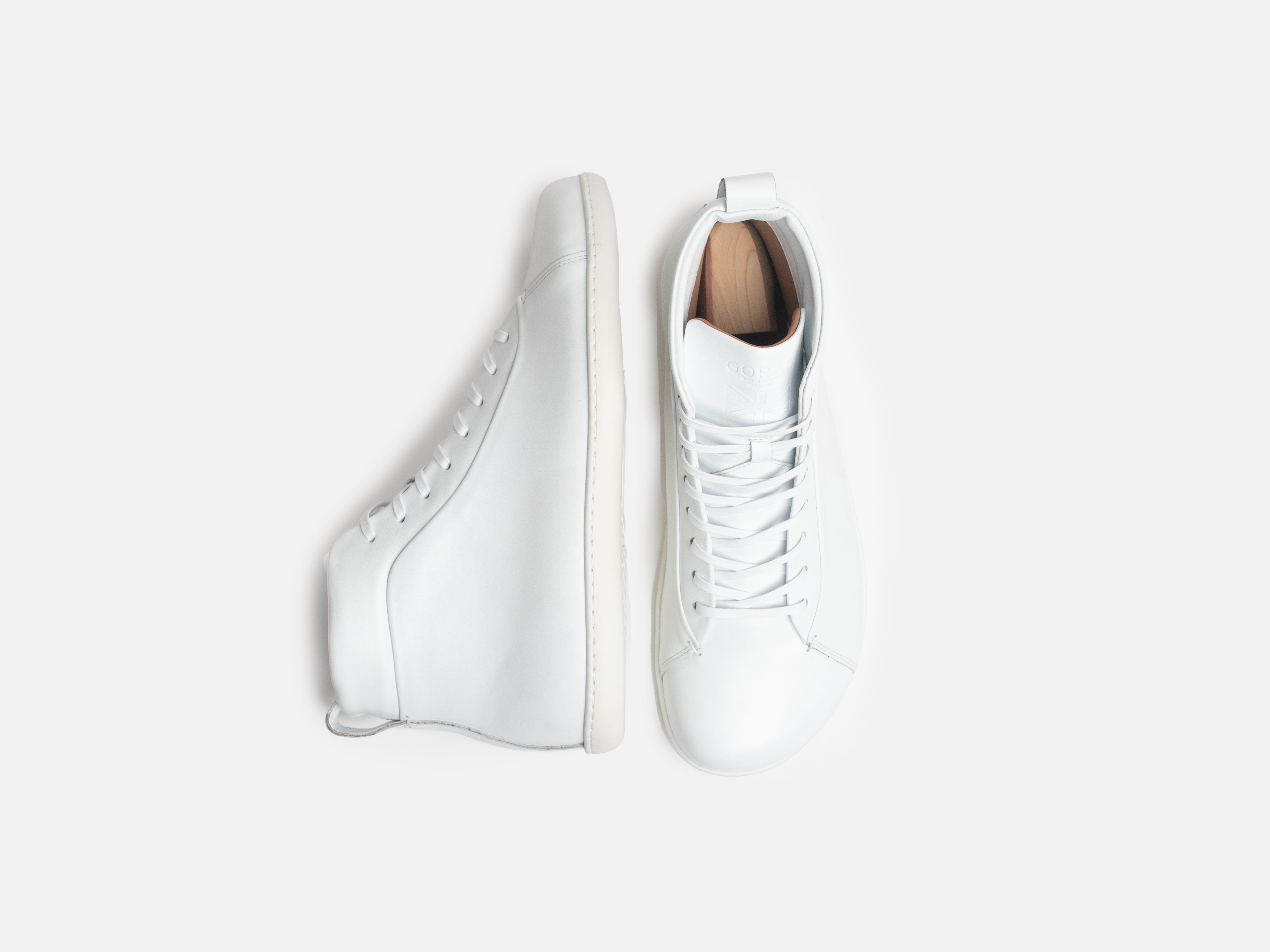 Rose Anvil X GORAL SMUGS Barefoot High Top White Calfskin Leather Sneaker PRE-ORDER - GORAL 