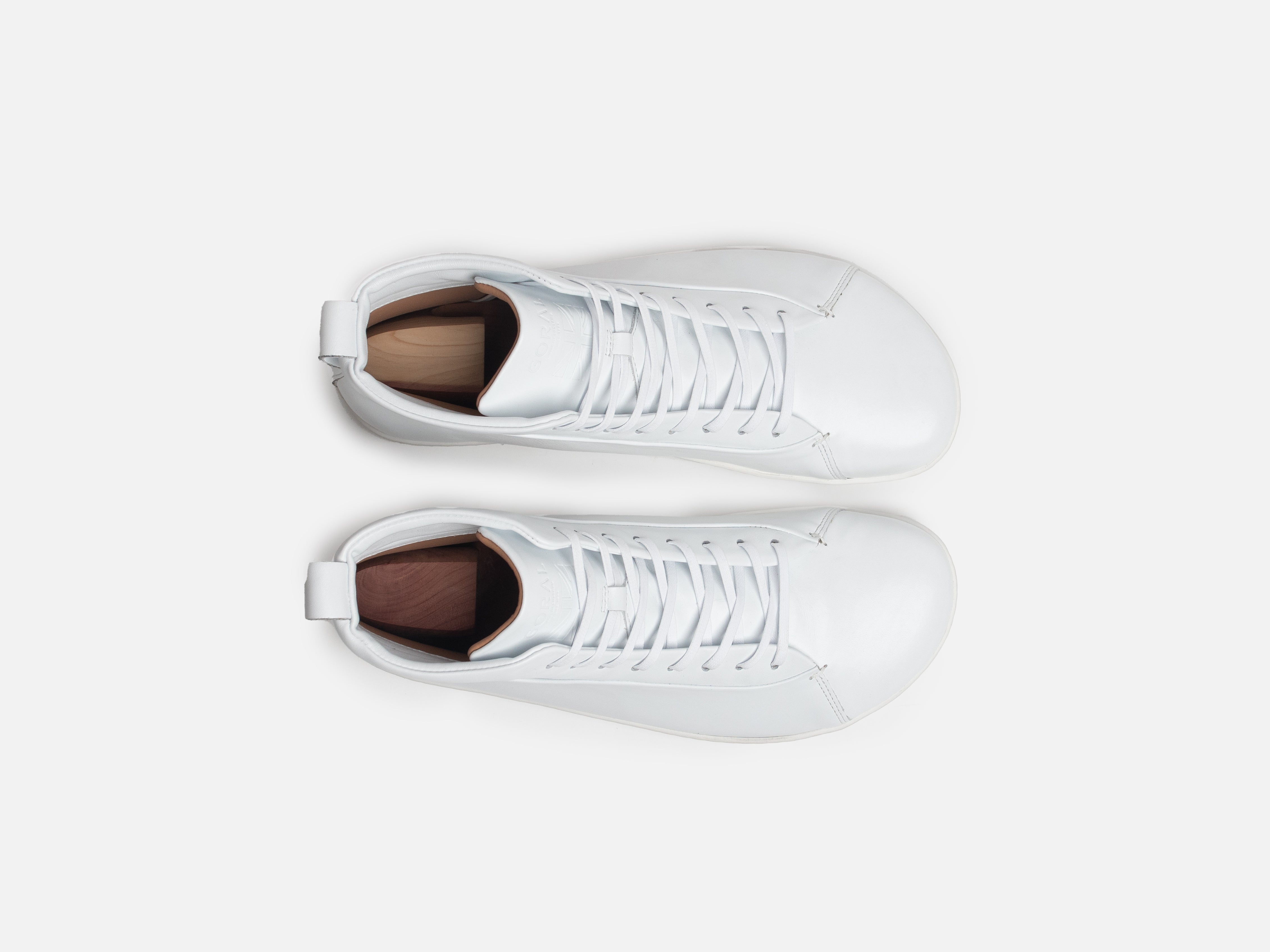 Rose Anvil X GORAL SMUGS Barefoot High Top White Calfskin Leather Sneaker PRE-ORDER - GORAL 