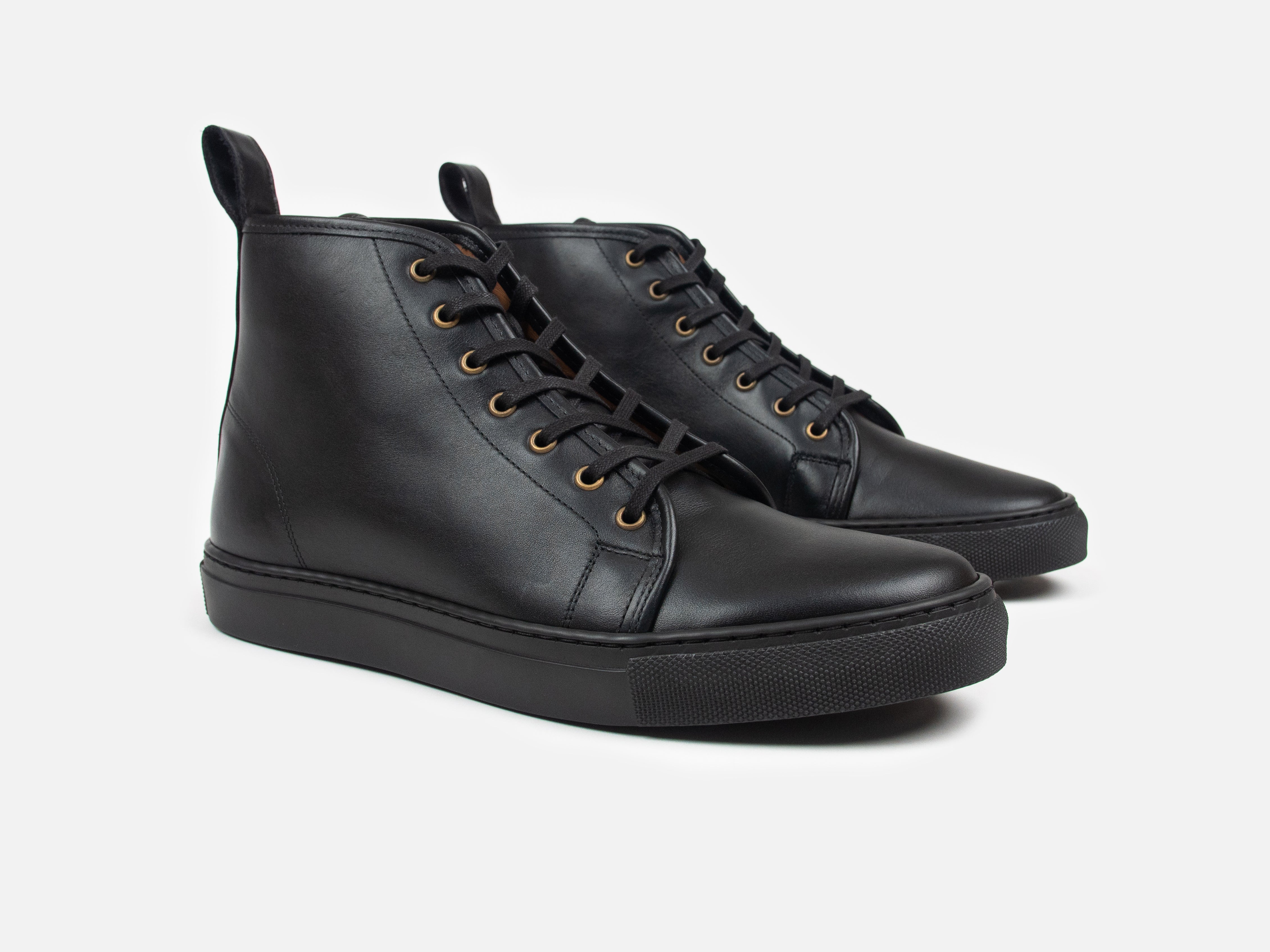 Rose Anvil X GORAL SMUGS High Top Sneaker 2.0 - Calfskin Nappa Black Leather PRE-ORDER - GORAL 