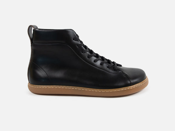 WALKLEY Barefoot High Top Horween Black Leather Sneaker - GORAL 