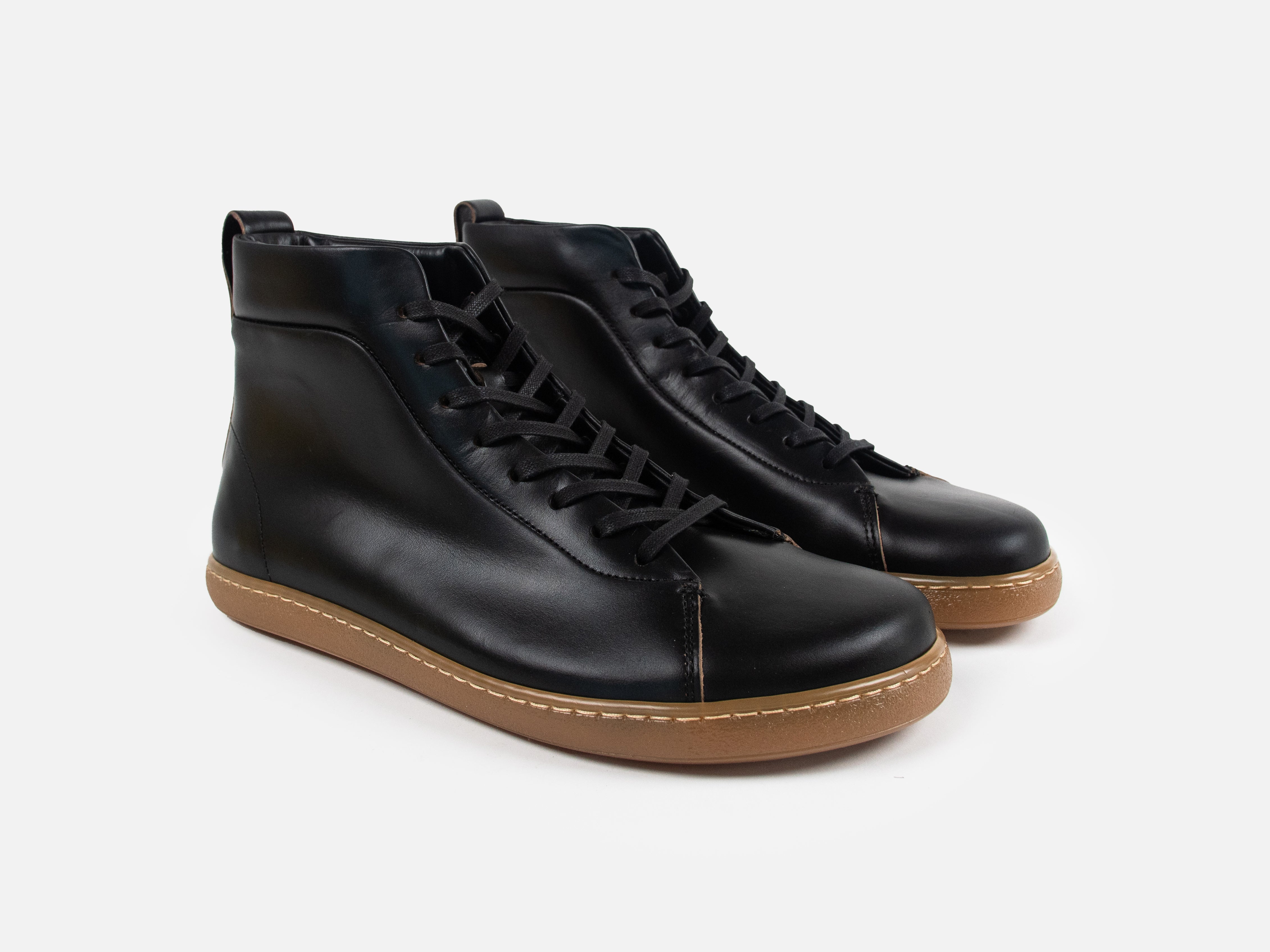 WALKLEY Barefoot High Top Horween Black Leather Sneaker - GORAL 