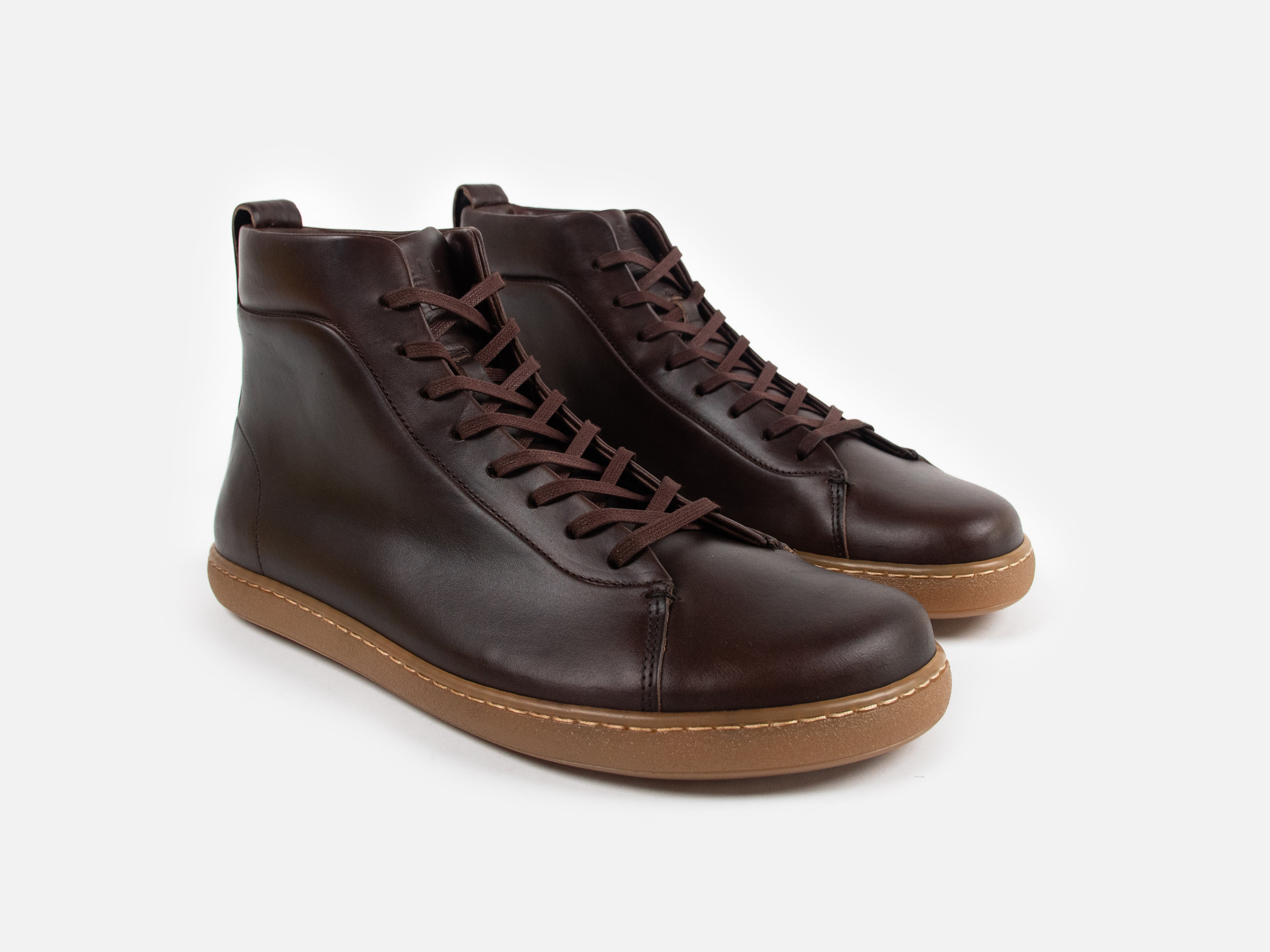 WALKLEY Barefoot High Top Horween Dark Brown Leather Sneaker - GORAL 