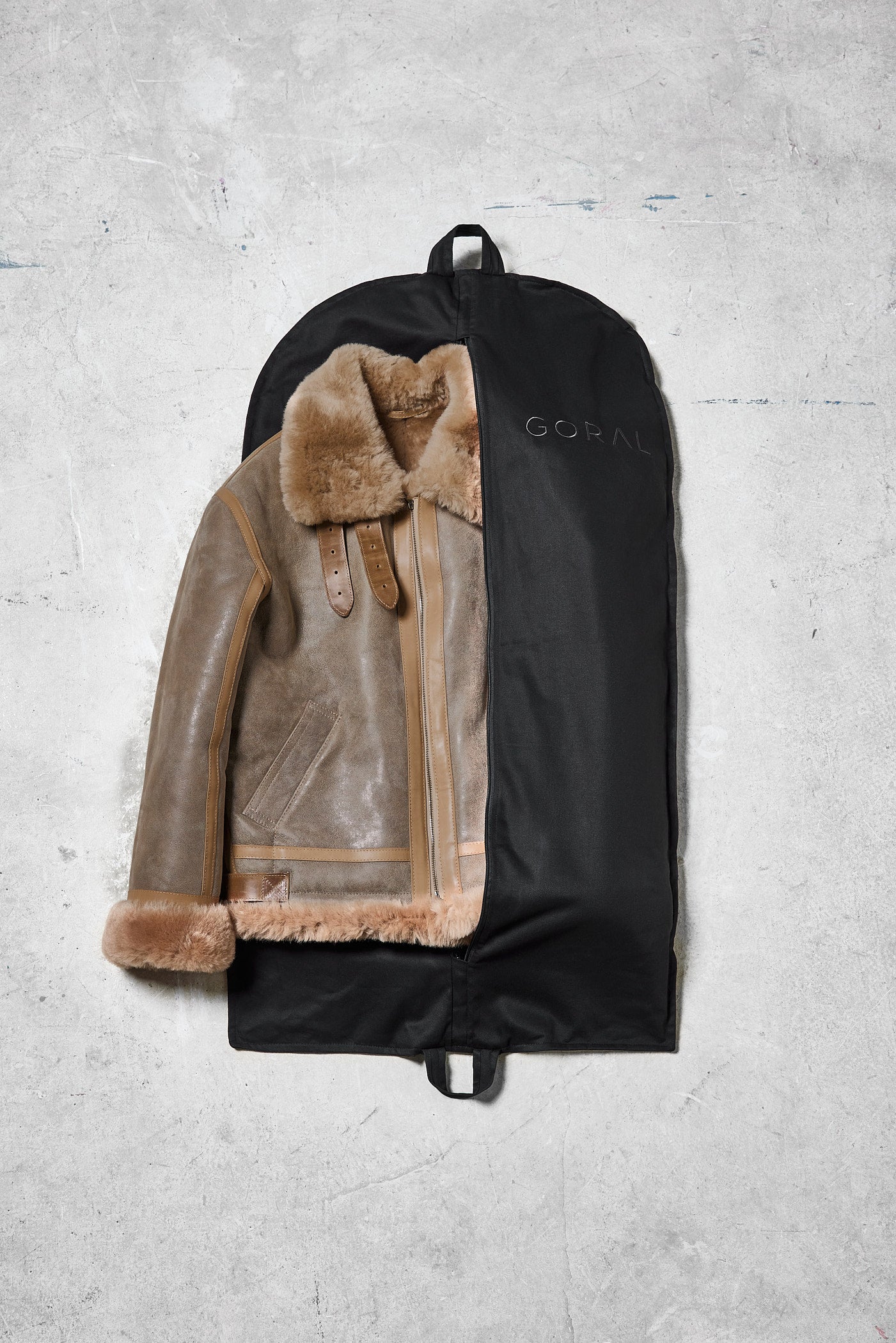 Rose Anvil X GORAL Shearling Aviator Jacket Horween Chromexcel Leather Natural - GORAL 