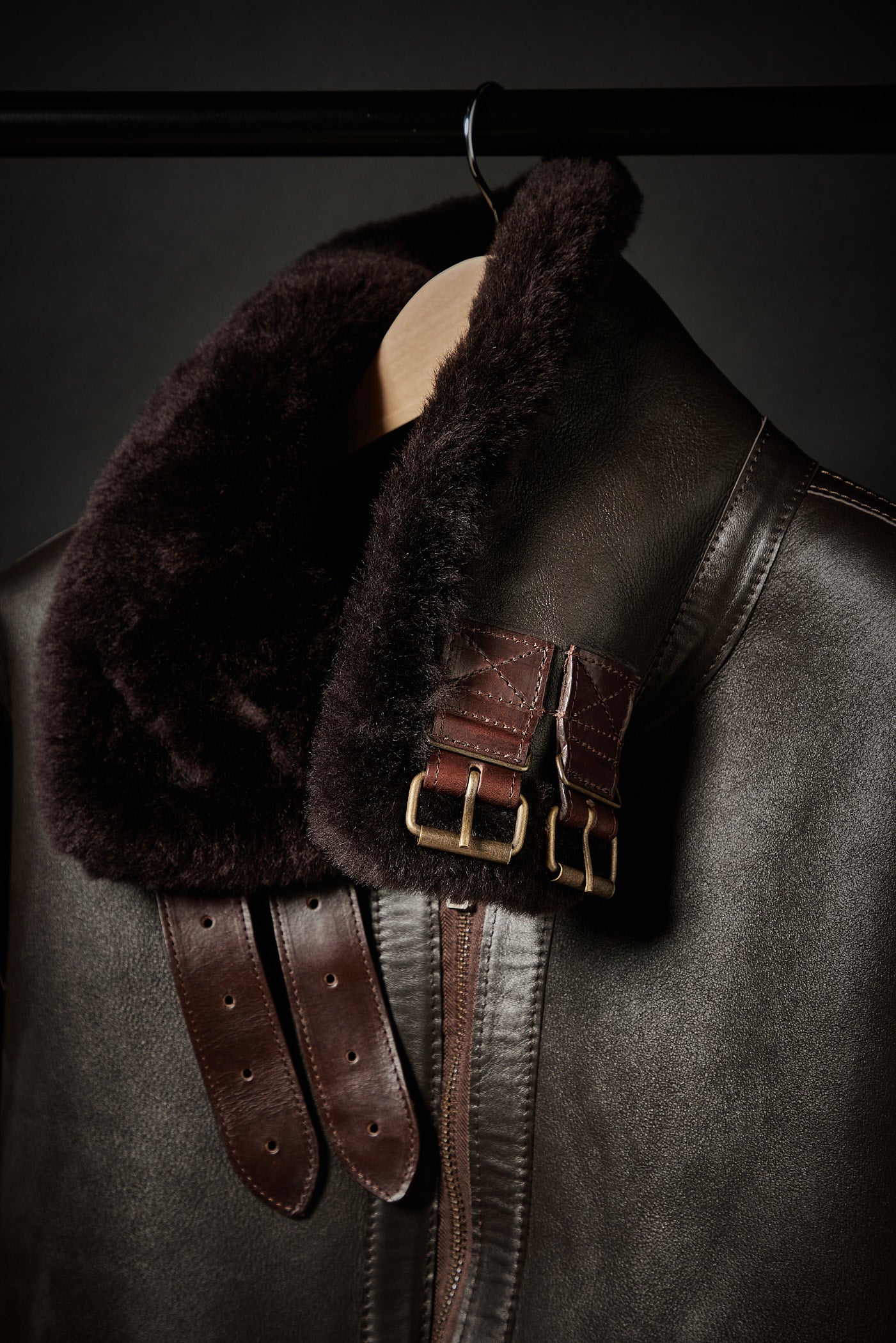 Rose Anvil X GORAL Shearling Aviator Jacket Horween Chromexcel Leather Dark Brown PRE ORDER
