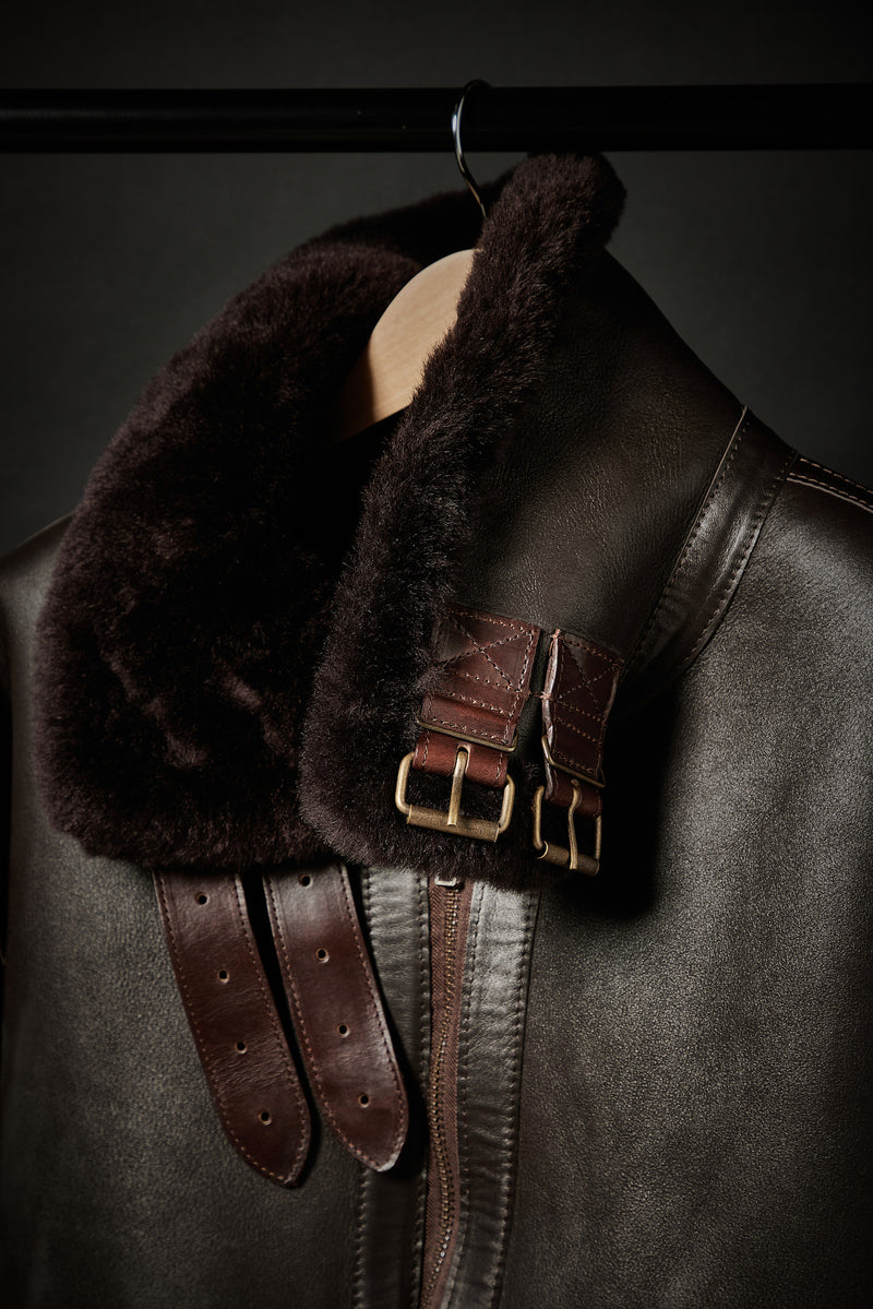 Rose Anvil X GORAL Shearling Aviator Jacket Horween Chromexcel Leather Dark Brown PRE ORDER