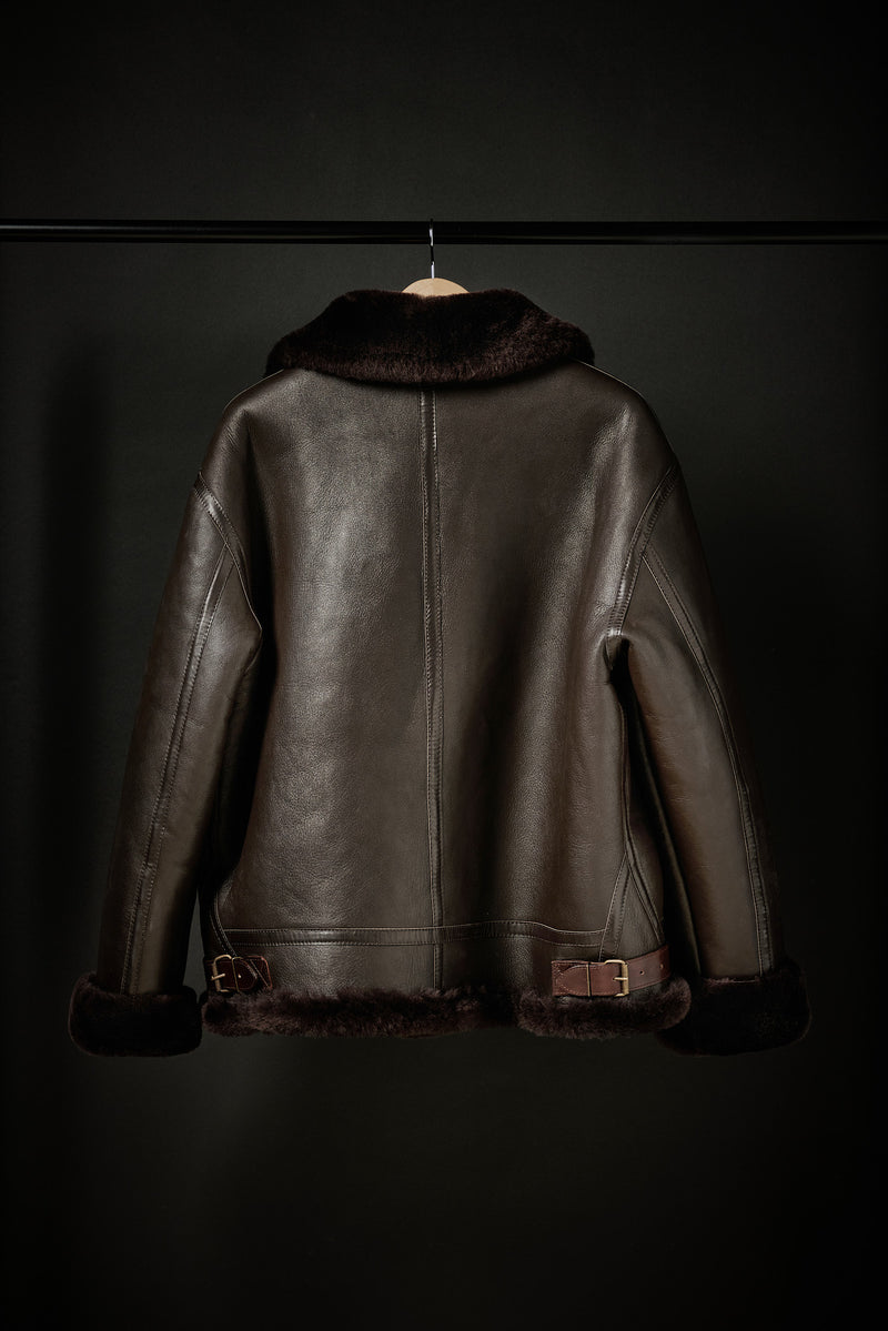Rose Anvil X GORAL Shearling Aviator Jacket Horween Chromexcel Leather Dark Brown PRE ORDER