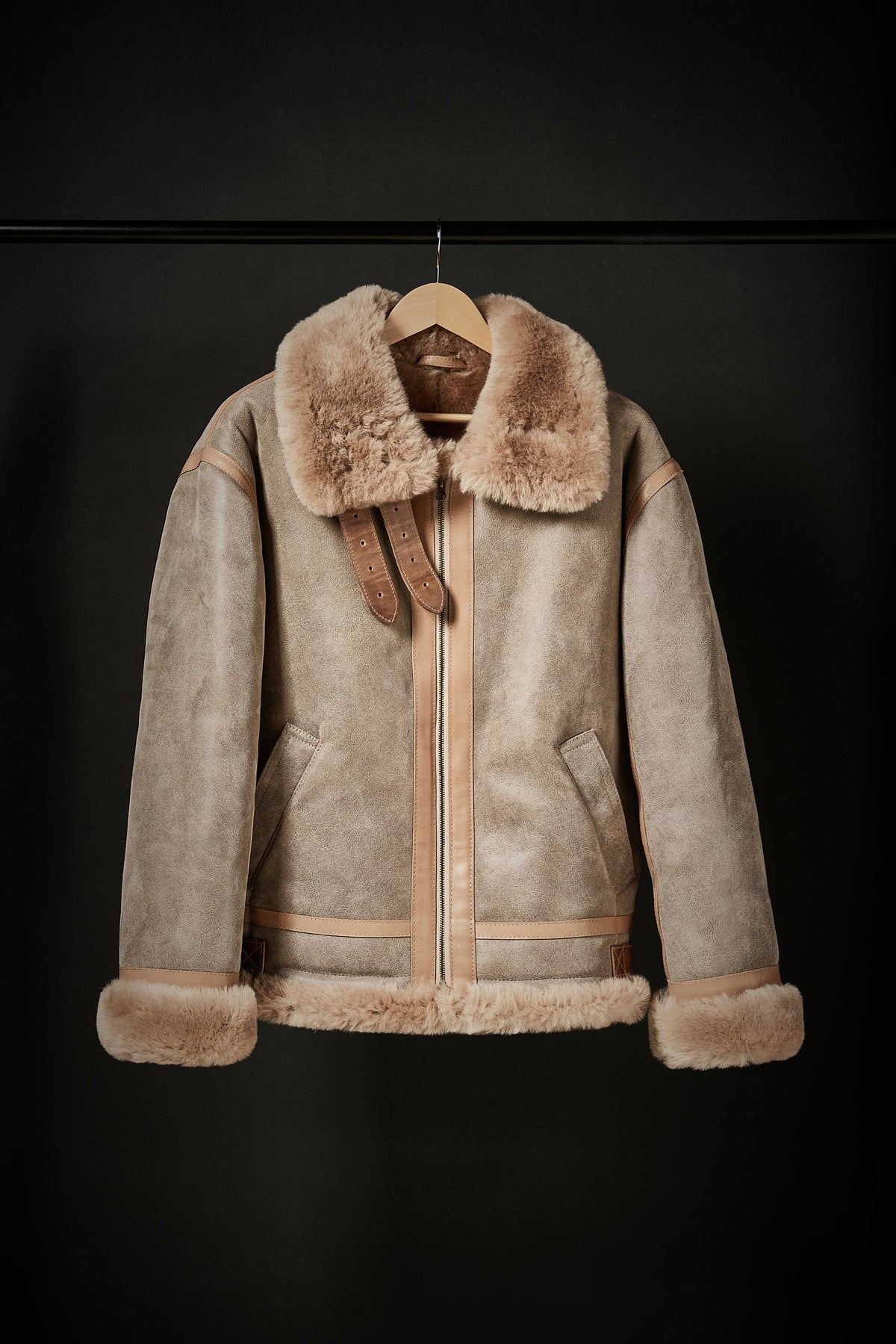 Rose Anvil X GORAL Shearling Aviator Jacket Horween Chromexcel Leather Natural