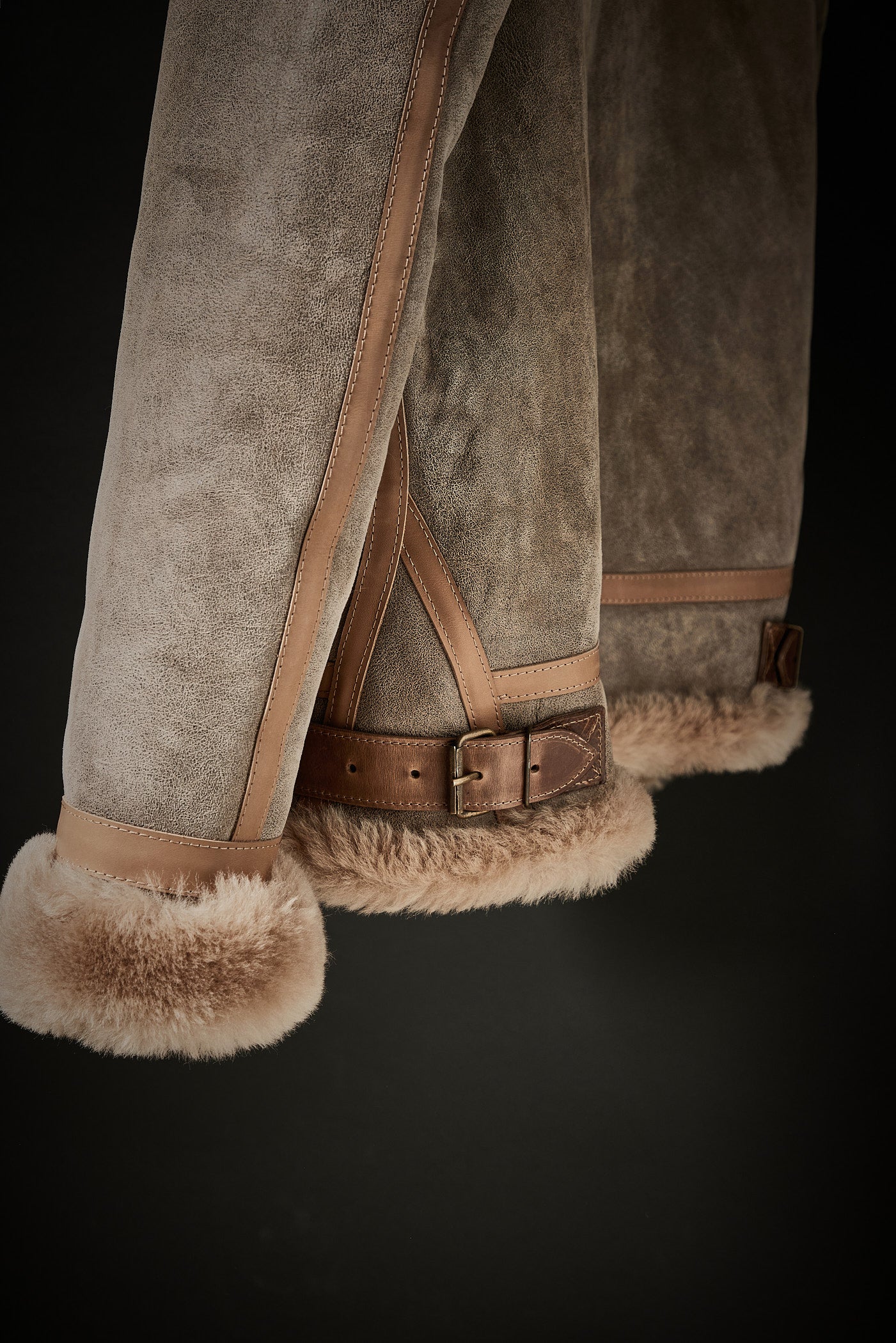 Rose Anvil X GORAL Shearling Aviator Jacket Horween Chromexcel Leather Natural - GORAL 