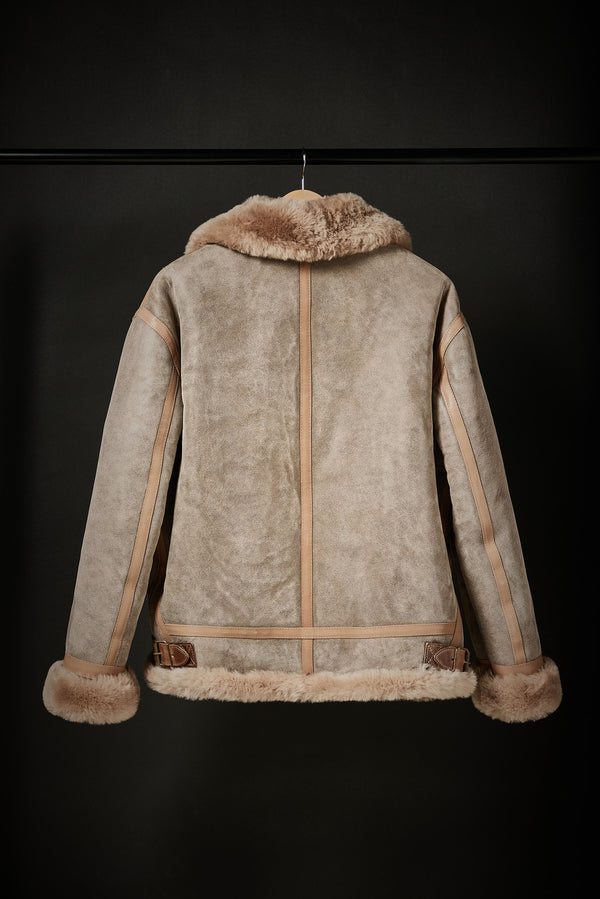 Rose Anvil X GORAL Shearling Aviator Jacket Horween Chromexcel Leather Natural