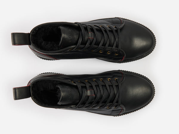 Rose Anvil x GORAL MUGGS 2.0 High Top Shearling Sneakers - Blood Core Leather Winter Sole PRE-ORDER - GORAL 