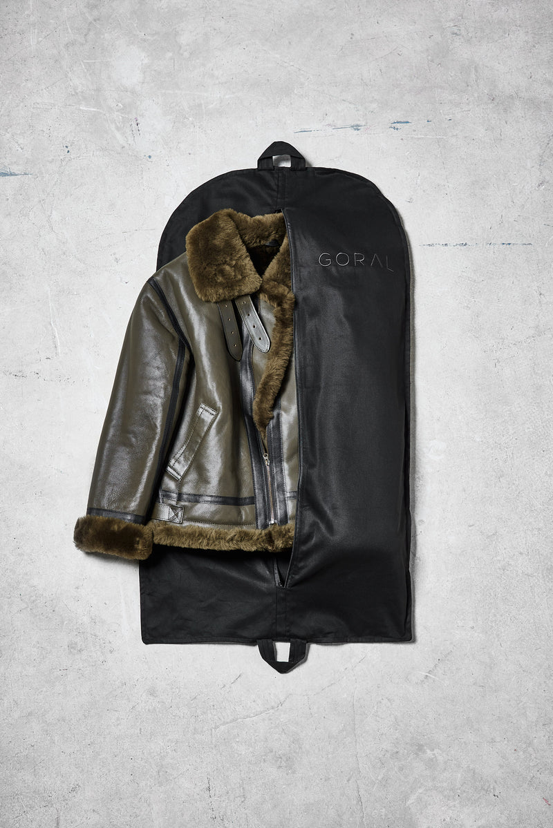 Rose Anvil X GORAL Shearling Aviator Jacket Horween Chromexcel Leather Green