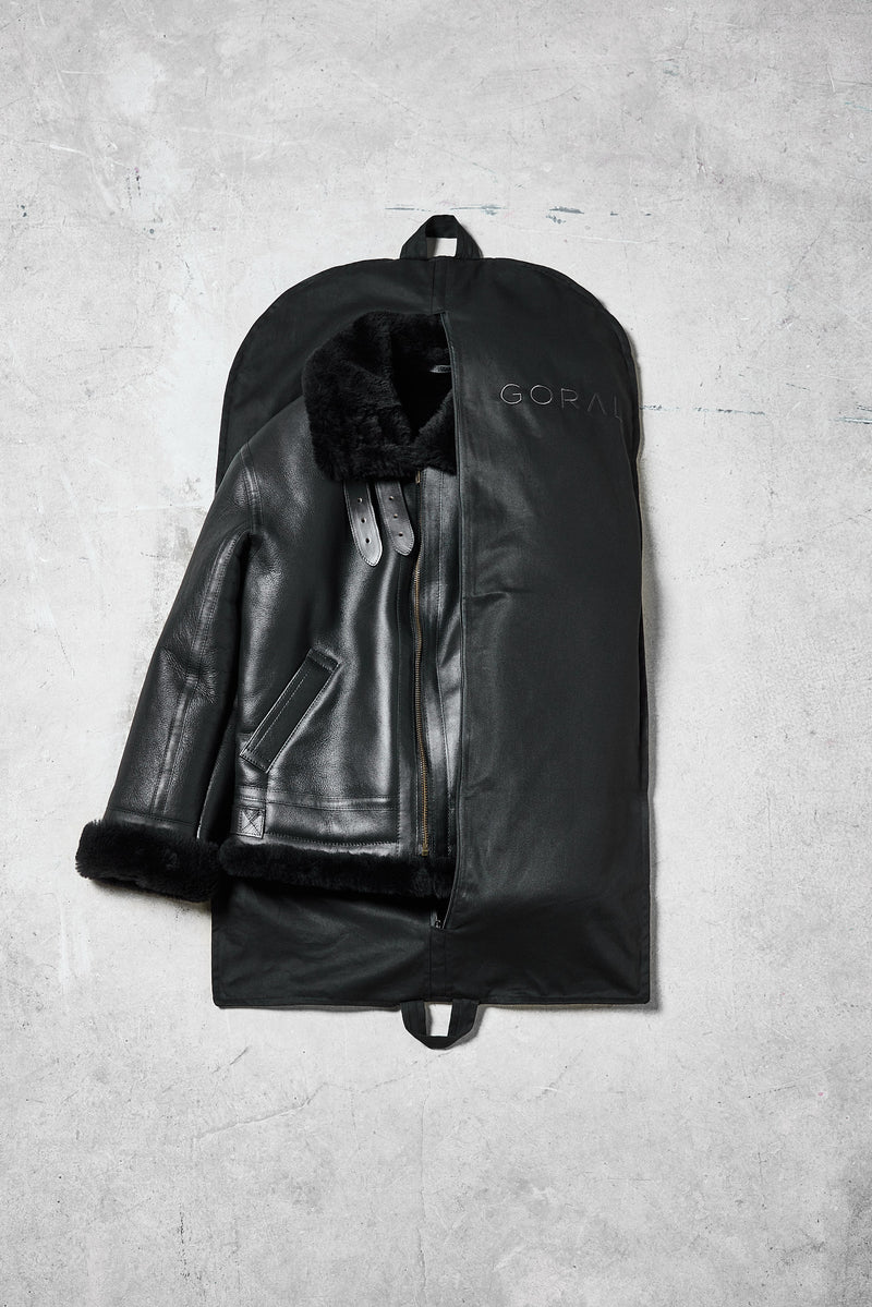 Rose Anvil X GORAL Shearling Aviator Jacket Horween Chromexcel Leather Black PRE ORDER