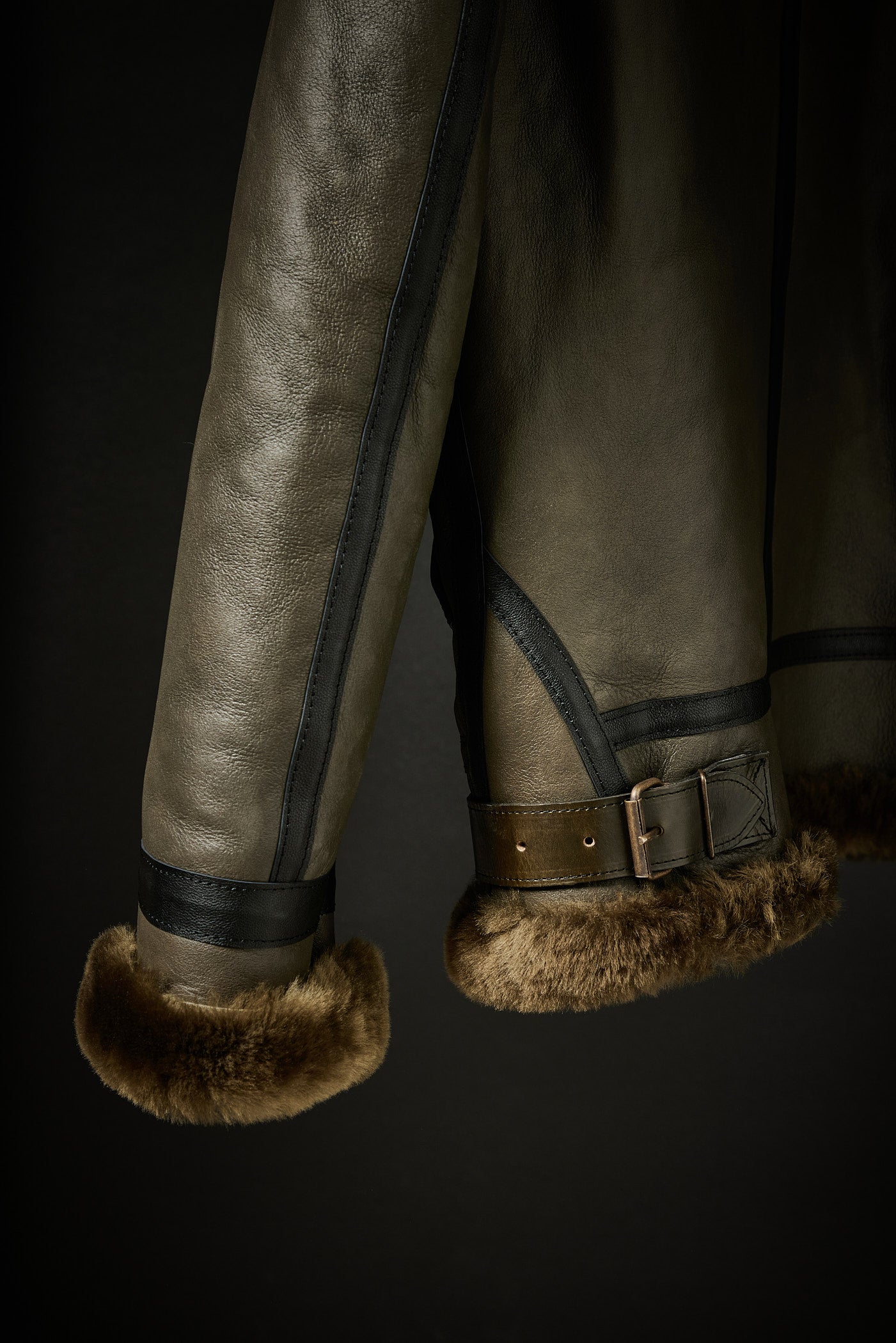 Rose Anvil X GORAL Shearling Aviator Jacket Horween Chromexcel Leather Green