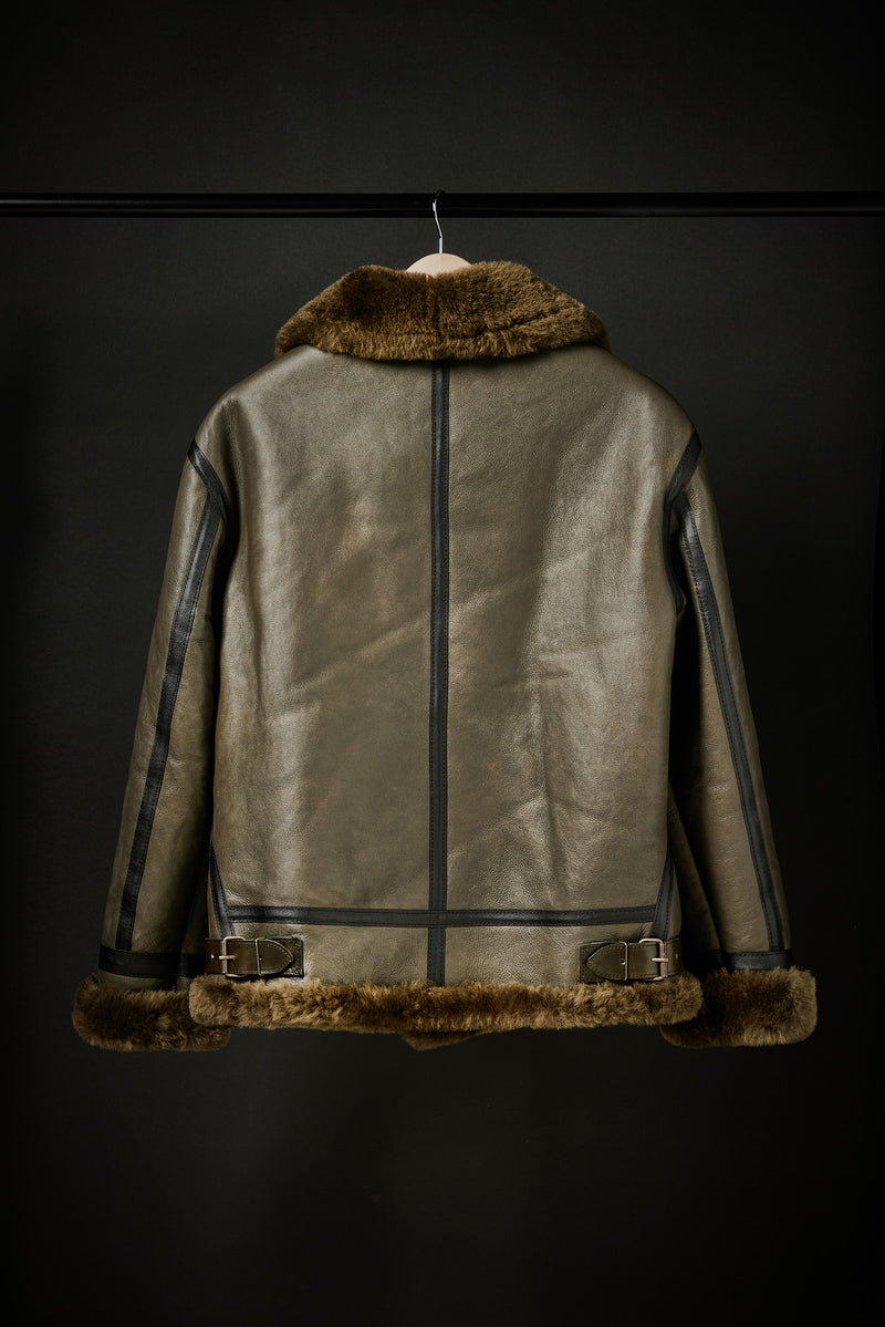 Rose Anvil X GORAL Shearling Aviator Jacket Horween Chromexcel Leather Green