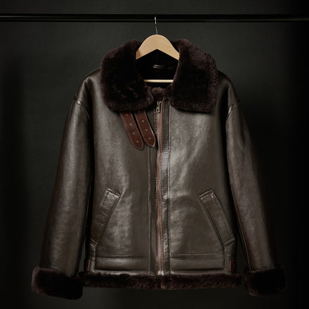 Rose Anvil X GORAL Shearling Aviator Jacket Horween Chromexcel Leather Dark Brown PRE ORDER