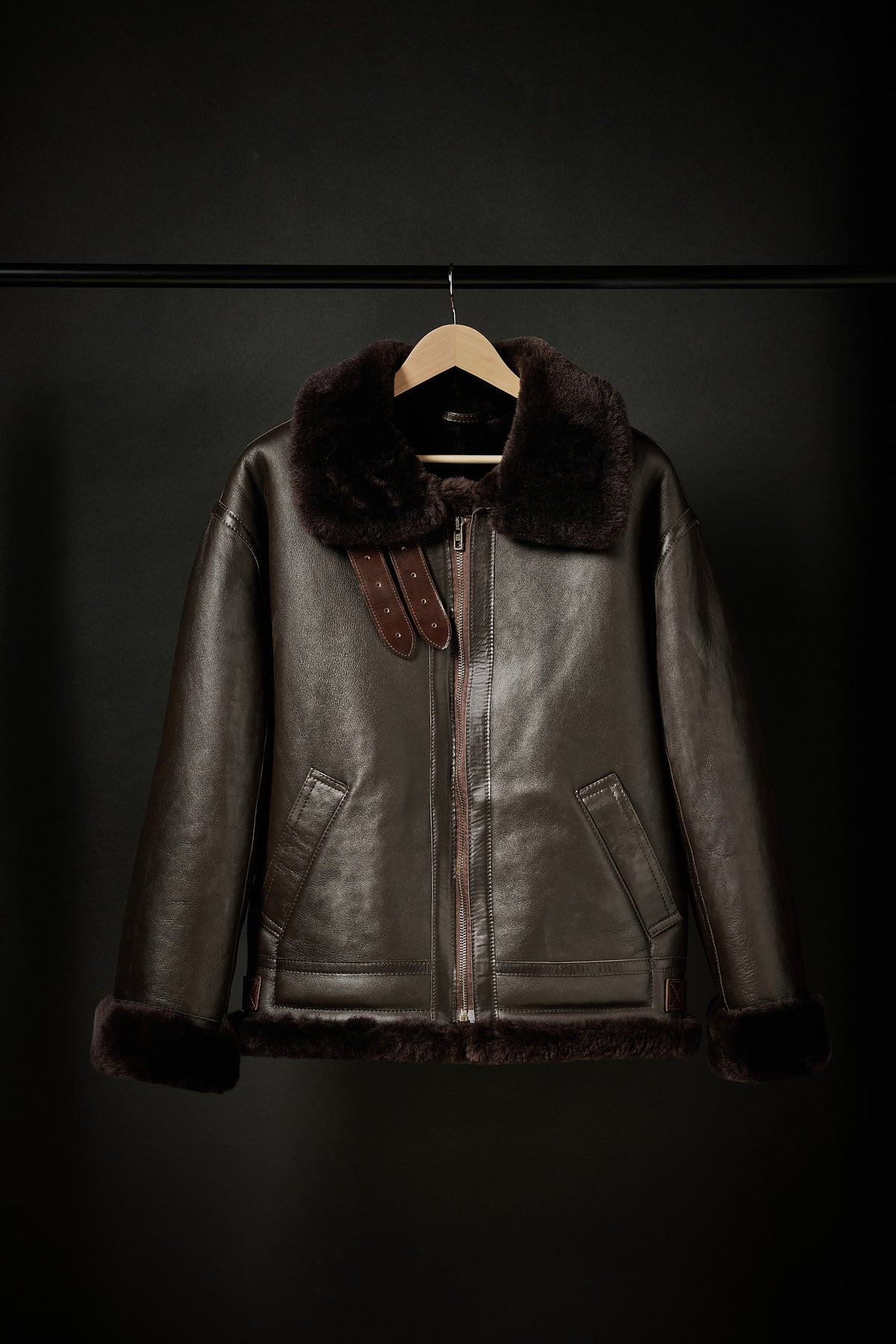 Rose Anvil X GORAL Shearling Aviator Jacket Horween Chromexcel Leather Dark Brown PRE ORDER