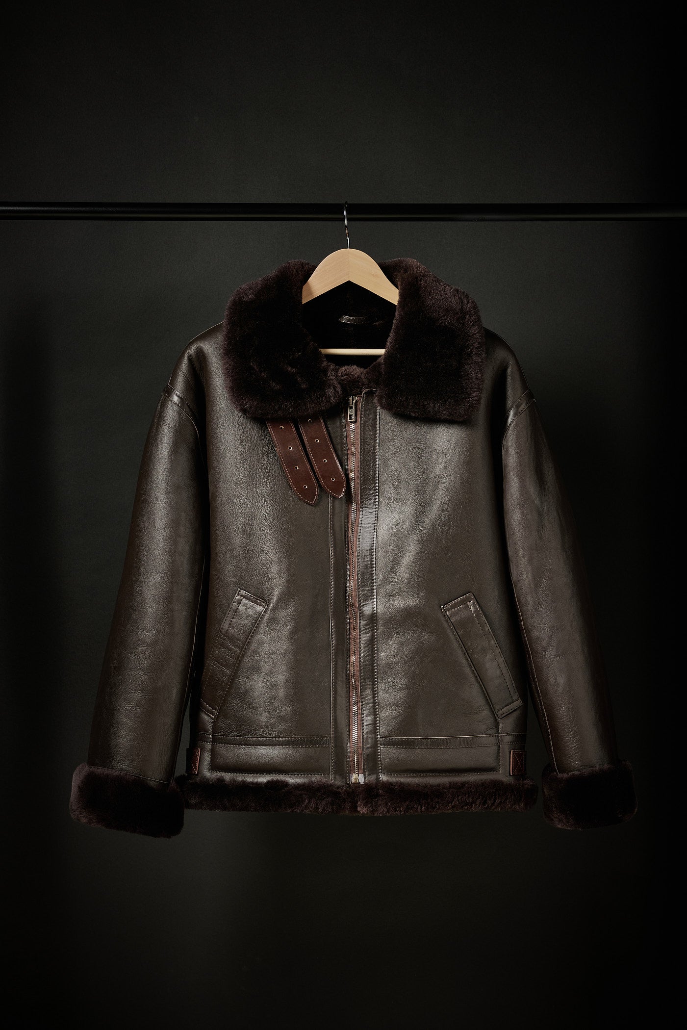 Rose Anvil X GORAL Shearling Aviator Jacket Horween Chromexcel Leather Dark Brown PRE ORDER - GORAL 